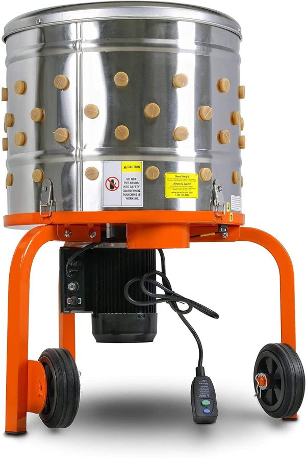 SuperHandy Electric Chicken Plucker, 1HP 280RPM, Stainless Steel, 92 Fingers, 20′′ Drum, Heavy Duty Poultry De-Feathering Machine