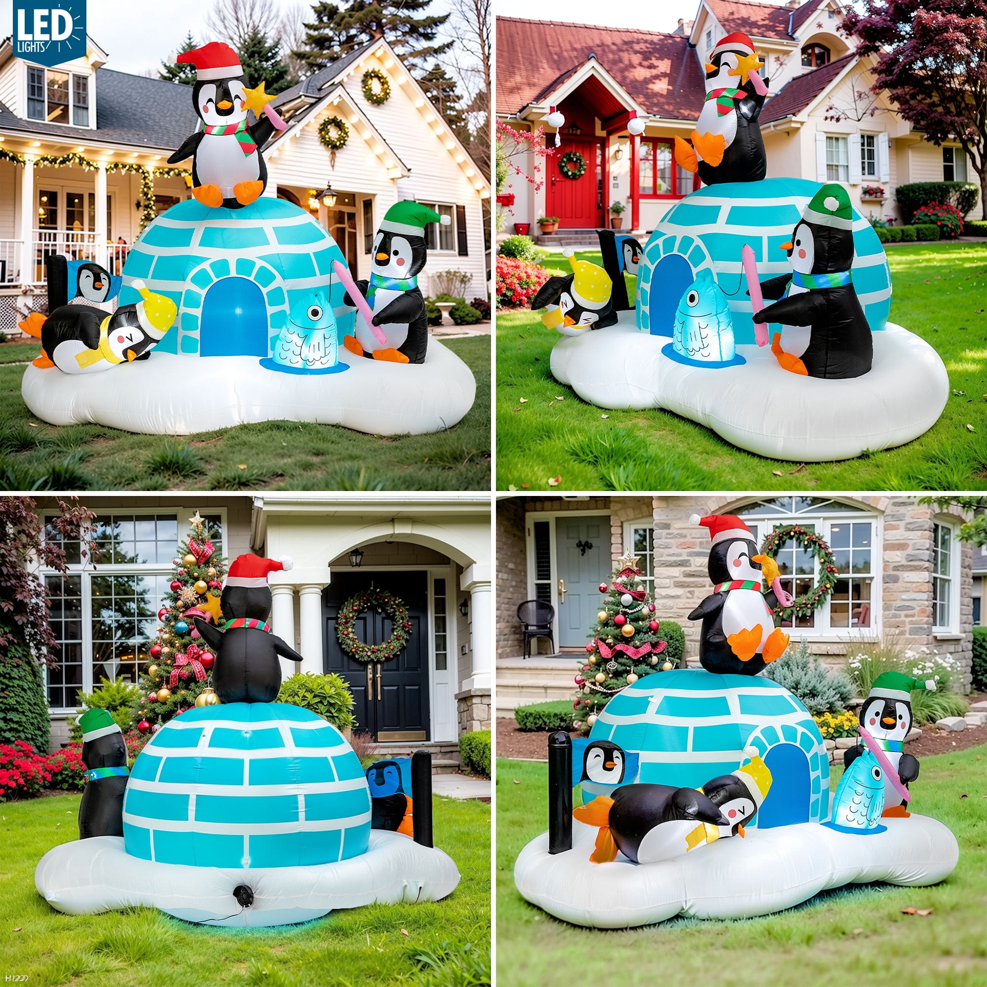 Presence 6FT Inflatable Penguin & Igloo Christmas Decoration with LED Lights, Outdoor/Indoor, Weather-Resistant