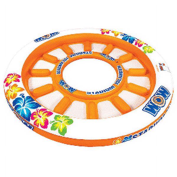 WOW 12-Person Stadium Islander Float, Heavy-Duty PVC, 12 Mesh Seats, 12ft Diameter, Colorful Graphics