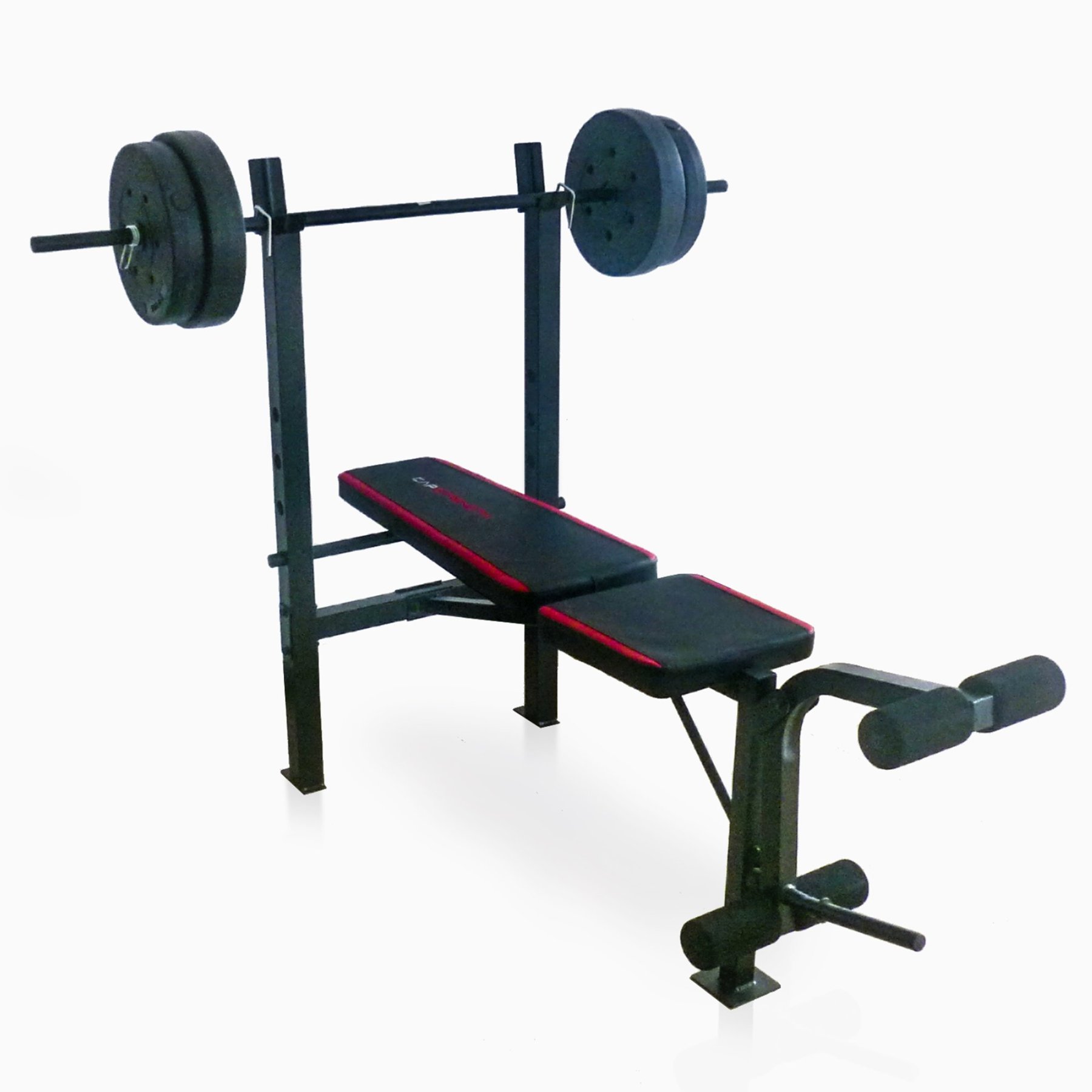 CAP Barbell Adjustable Weight Bench with Rack, Leg Extension & 90 lb Vinyl Set