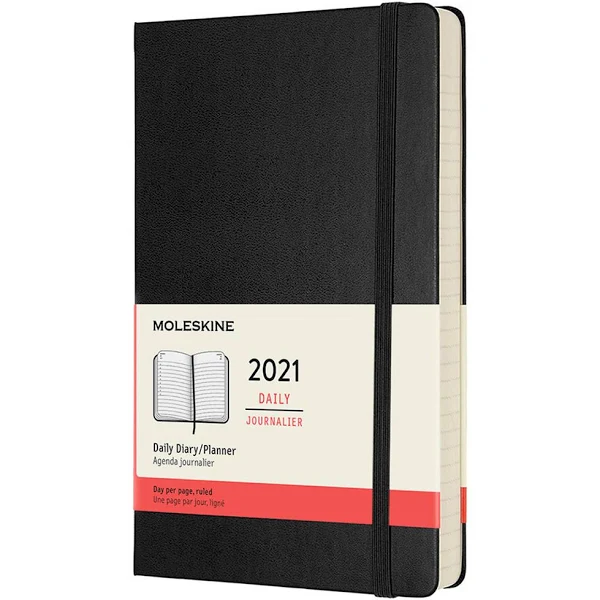 Moleskine 2023 Large Daily Planner, Hard Cover, Black – Includes Elastic Closure, Bookmark & Stickers