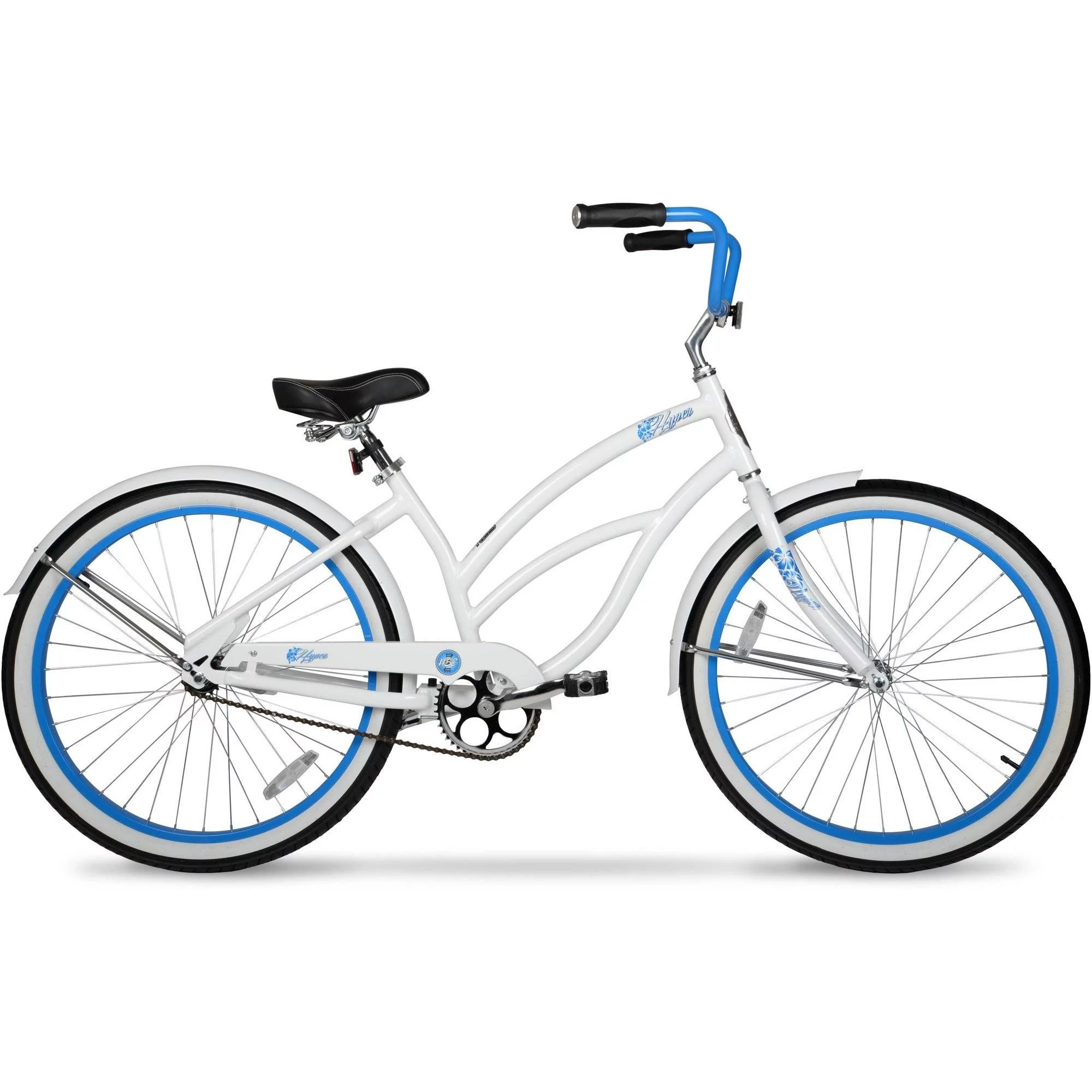 Hyper Women’s 26′′ Beach Cruiser Bike, Lightweight Aluminum, Single Speed, White/Blue