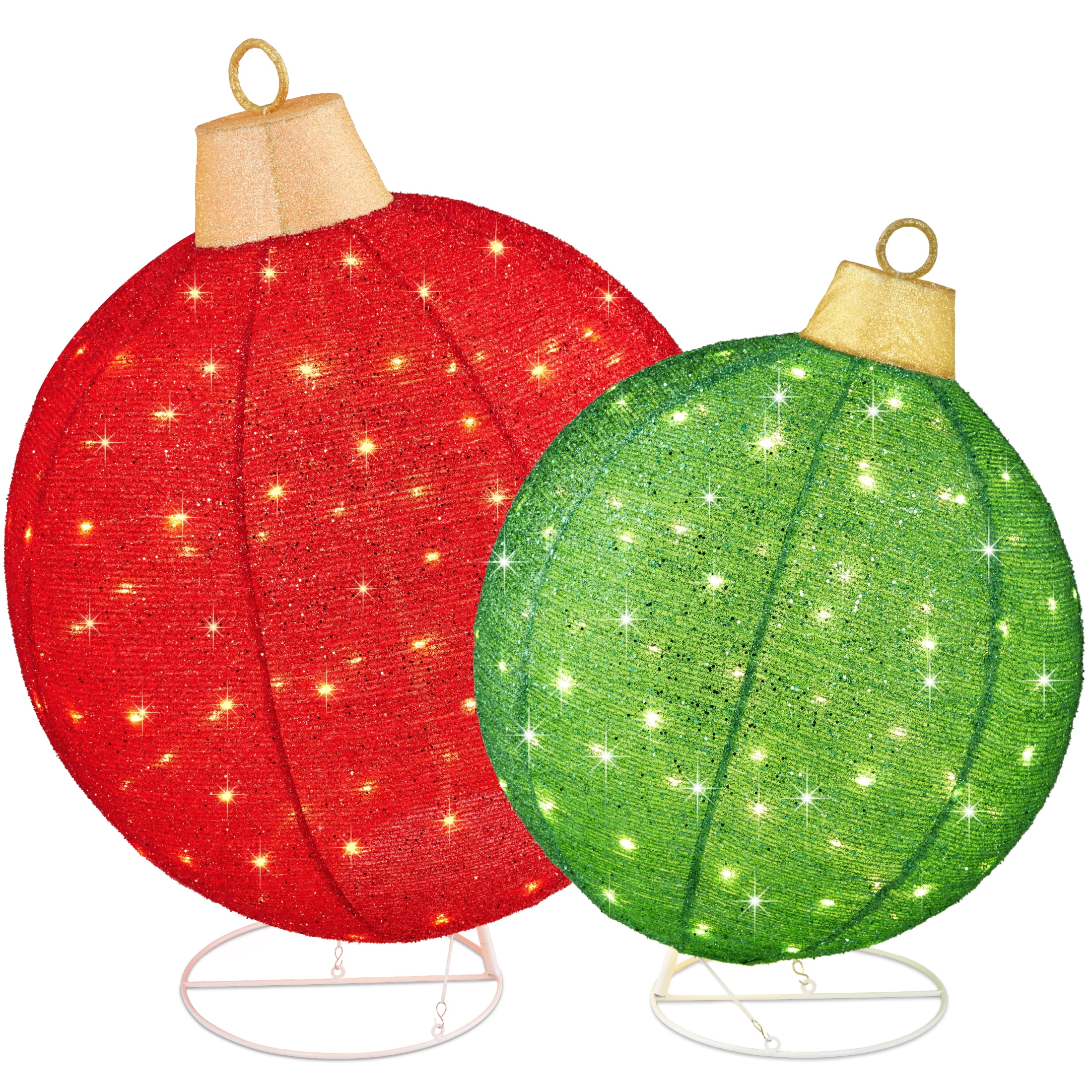 Best Choice Products Pre-Lit 2pc Christmas Ornaments Set with 180 LED Lights, Weather-Resistant for Outdoor Decoration