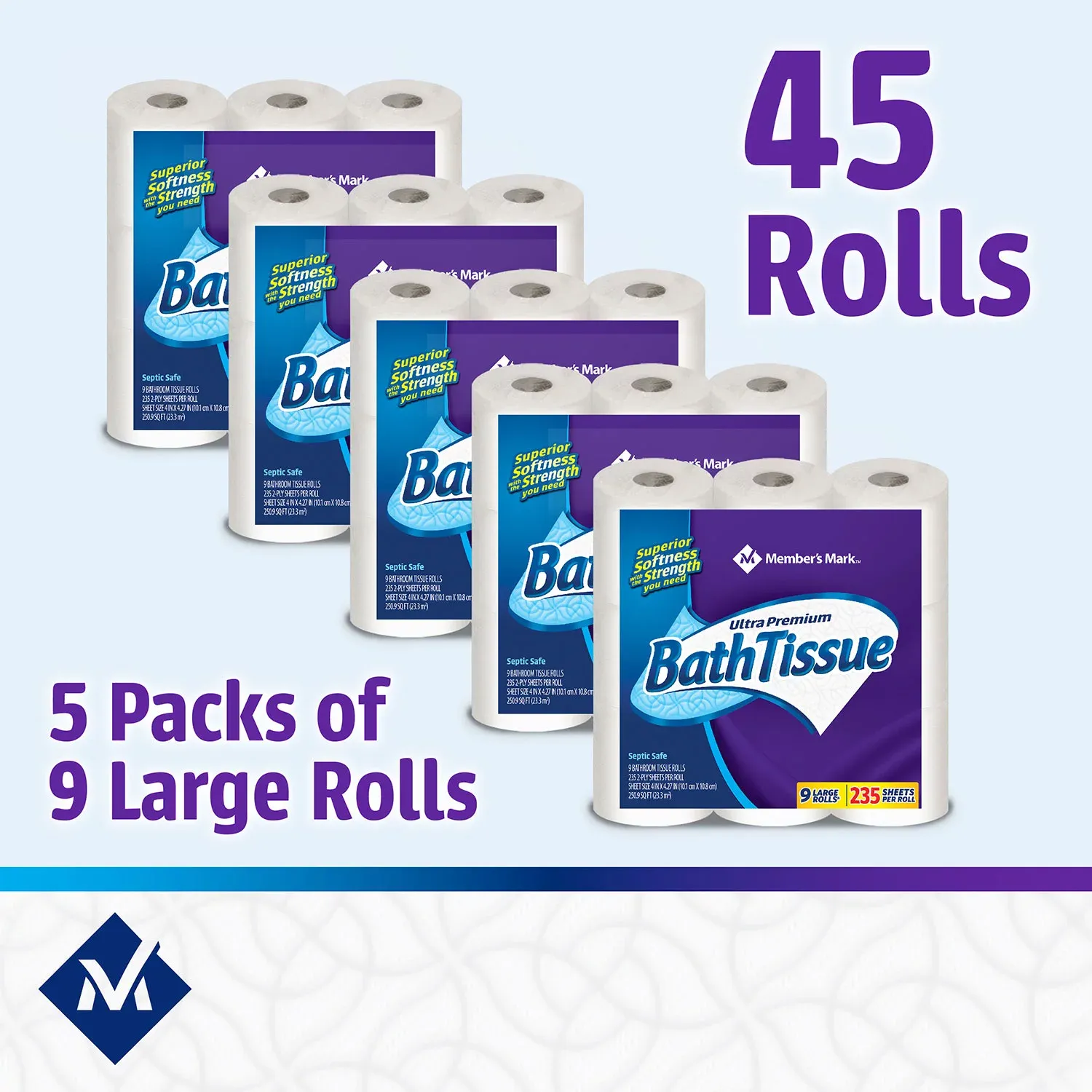 Member’s Mark Ultra Premium 2-Ply Bath Tissue, 45 Rolls, 235 Sheets per Roll
