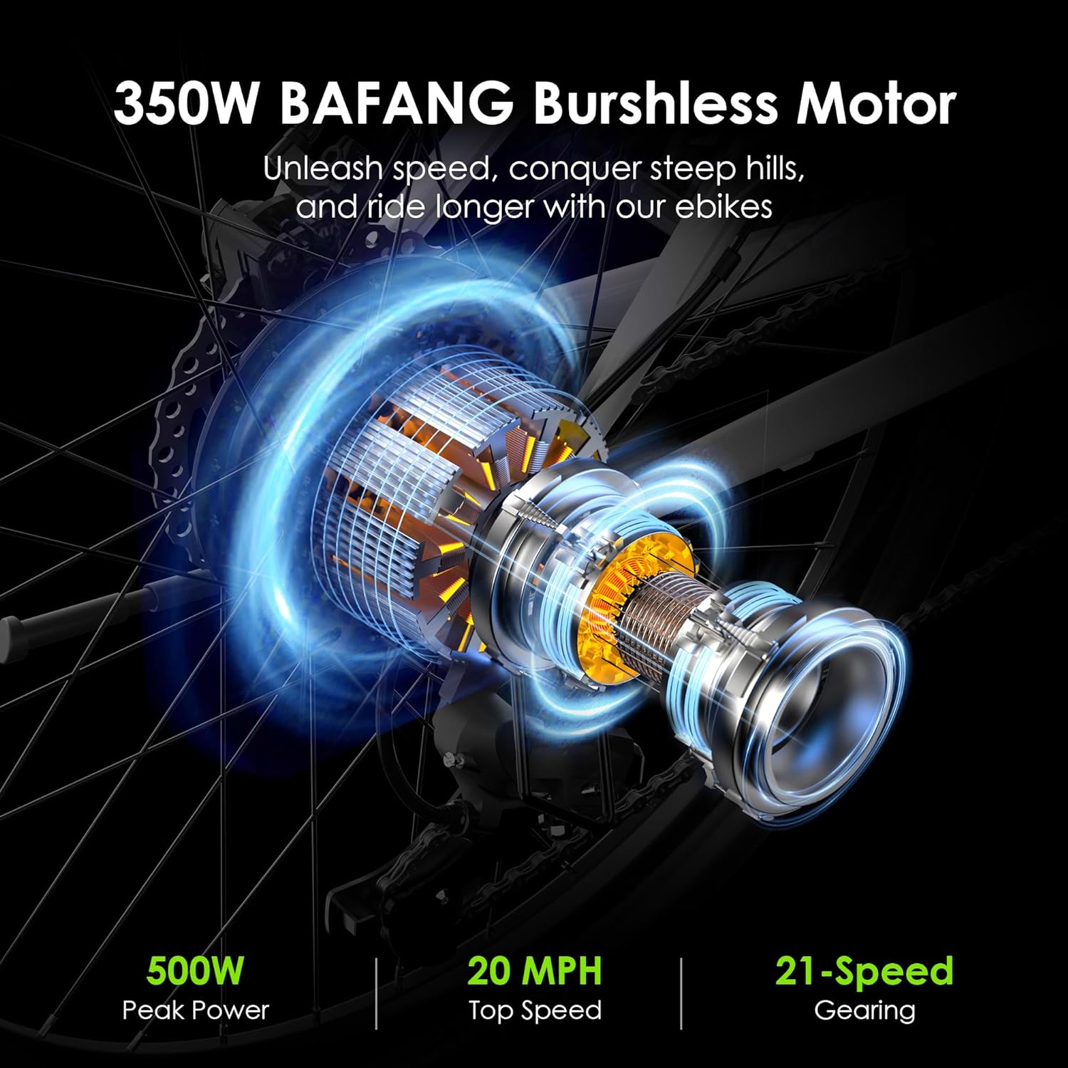 Adult Electric Bike, 350W BAFANG Motor (500W Peak), 4A 3H Fast Charging, 468Wh Li-Ion Battery, 21 Speed Gears, Air Saddle, 45 Miles 20 MPH 26′′ Mountain Bike Electric Bike, ANSI/CAN/UL2849 Compliant
