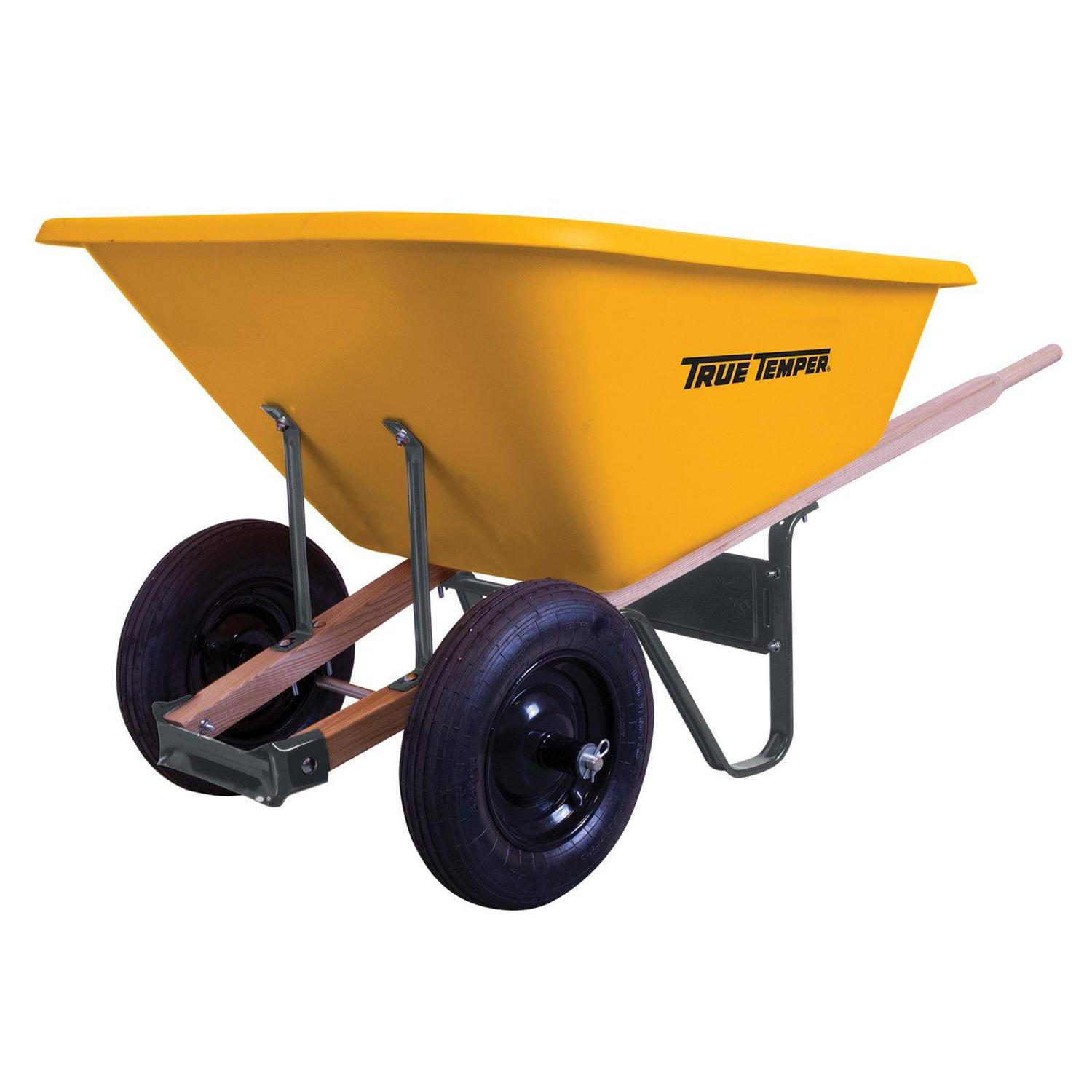 Ames 8 Cu Ft Poly Wheelbarrow with Dual Tires – Durable Plastic Construction