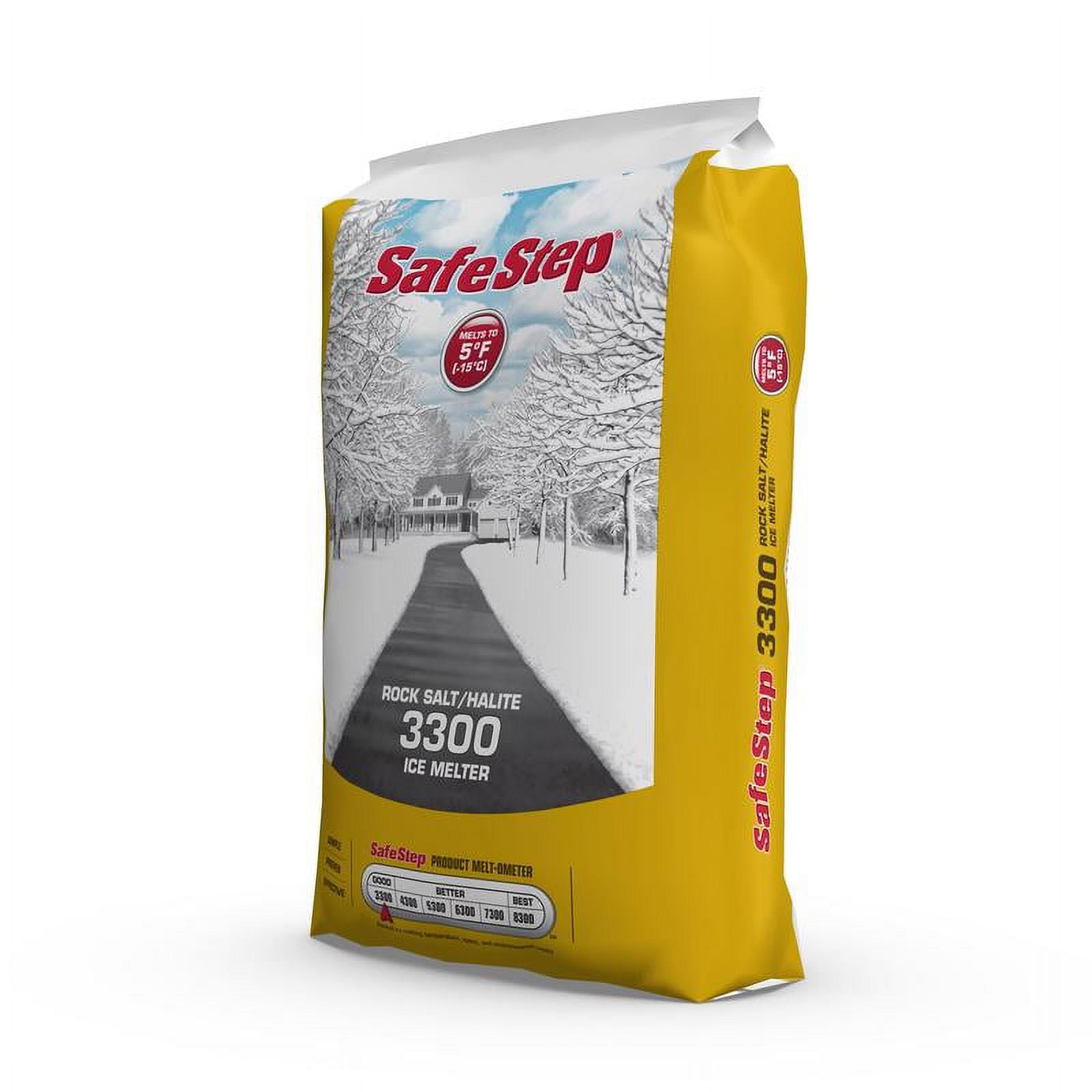 Safe Step 3300 Sodium Chloride Rock Salt Ice Melt, 50 lb Bag, Halite Crystals