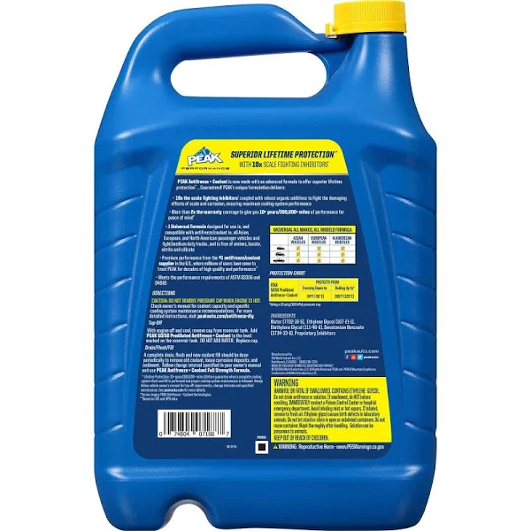 Peak Antifreeze + Coolant 50/50 Prediluted, Universal Protection, 1 Gallon