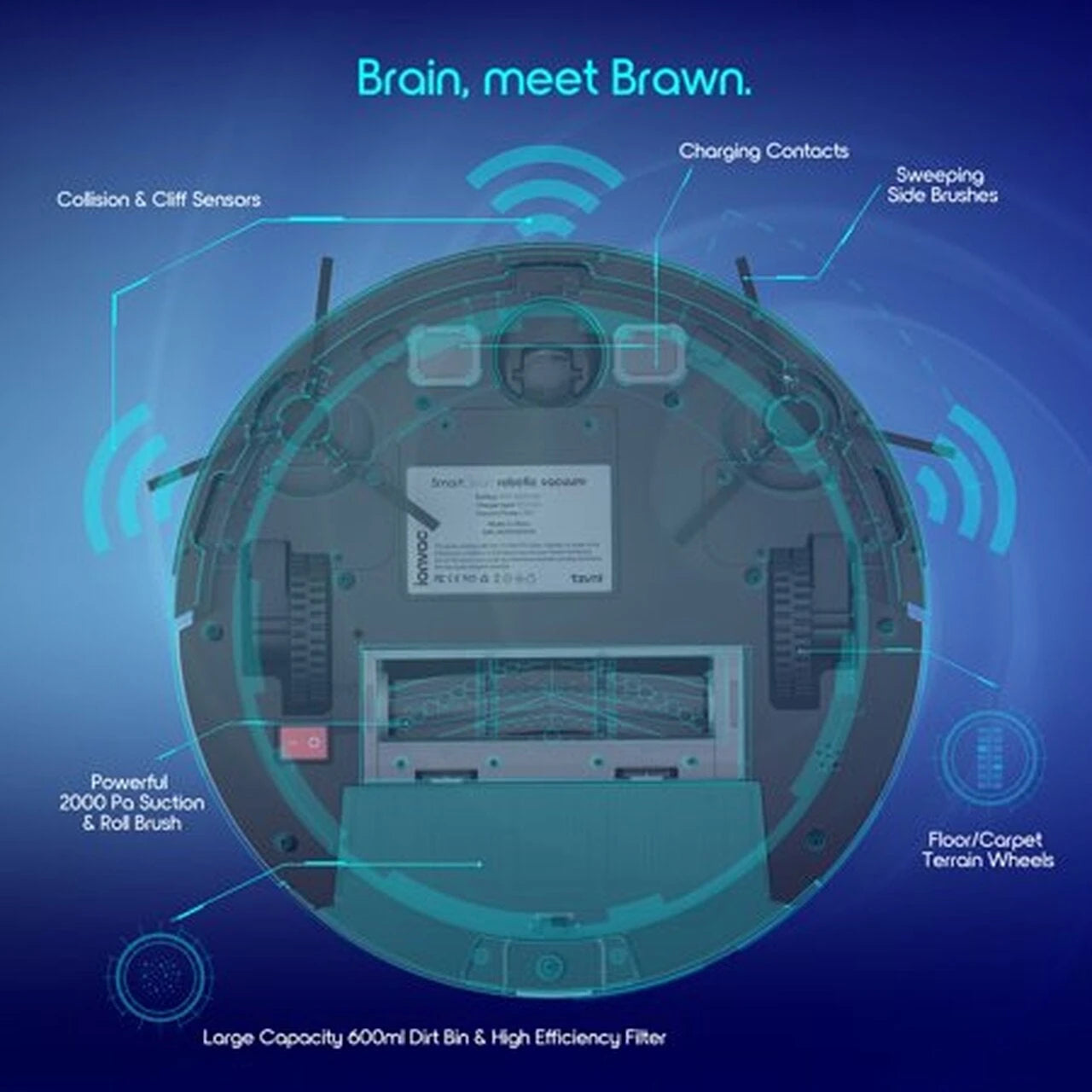 Ionvac Smartclean 2000 Robovac – Hardwood & Carpet Smart Robotic Vacuum, Controlled via Mobile App or Voice Activated Commands
