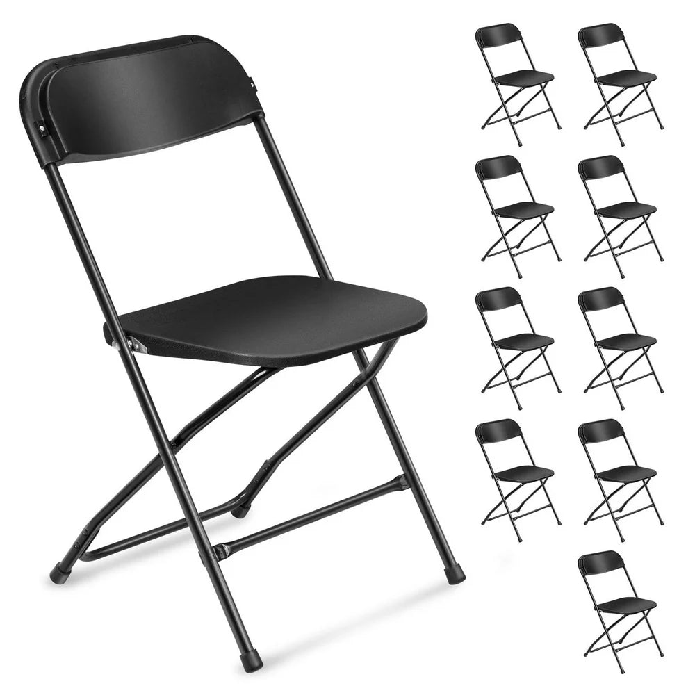Ktaxon 10-Pack Black Plastic Folding Chairs – Ergonomic, Portable & Durable for Events