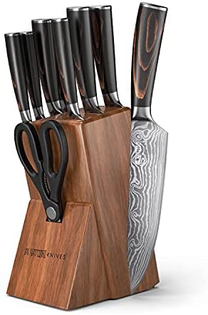 Yatoshi 7-Piece Knife Block Set – High Carbon Stainless Steel Kitchen Knives with Ergonomic Pakka Wood Handles