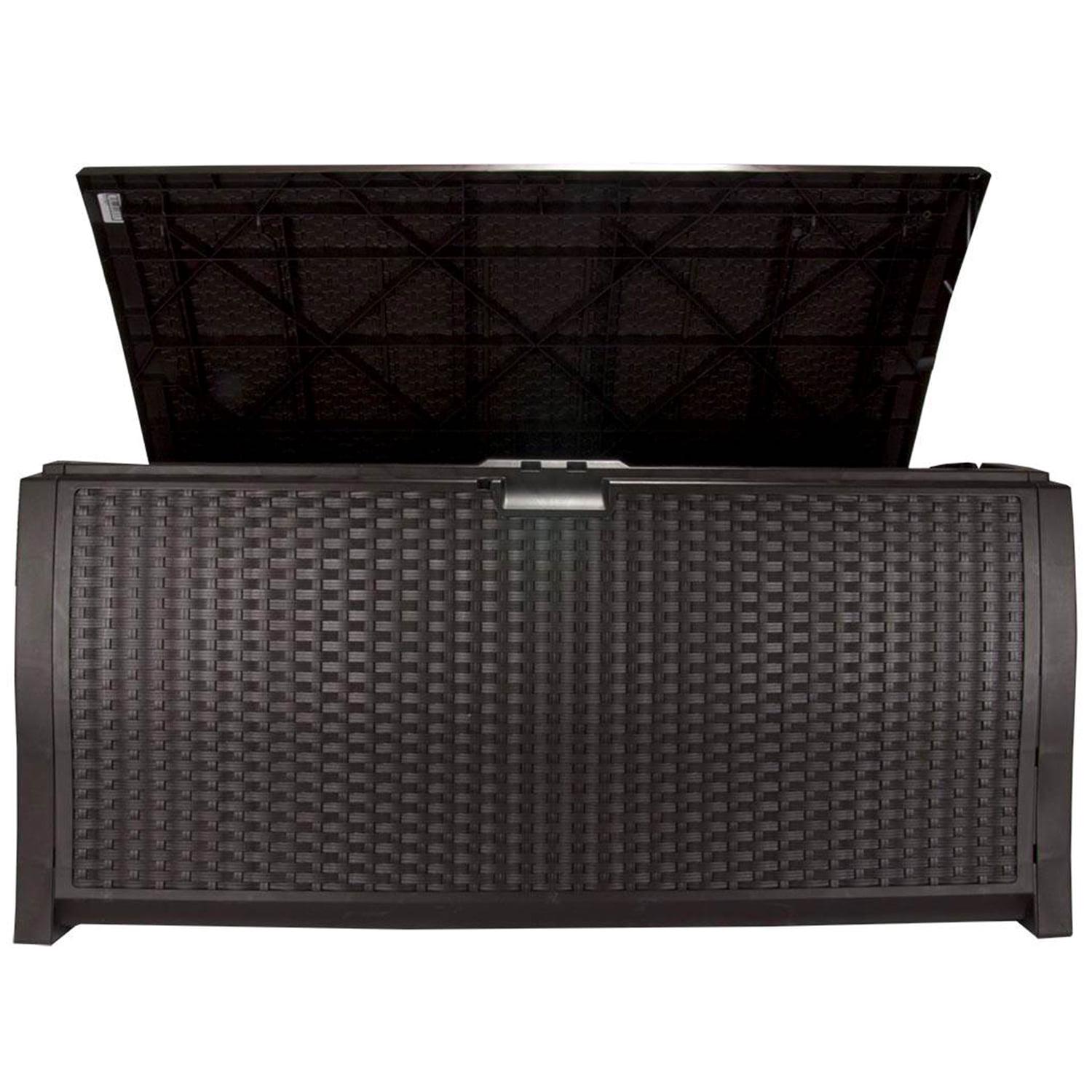 Suncast Resin 99-Gallon Deck Box, Mocha Brown, Lockable Outdoor Storage Container