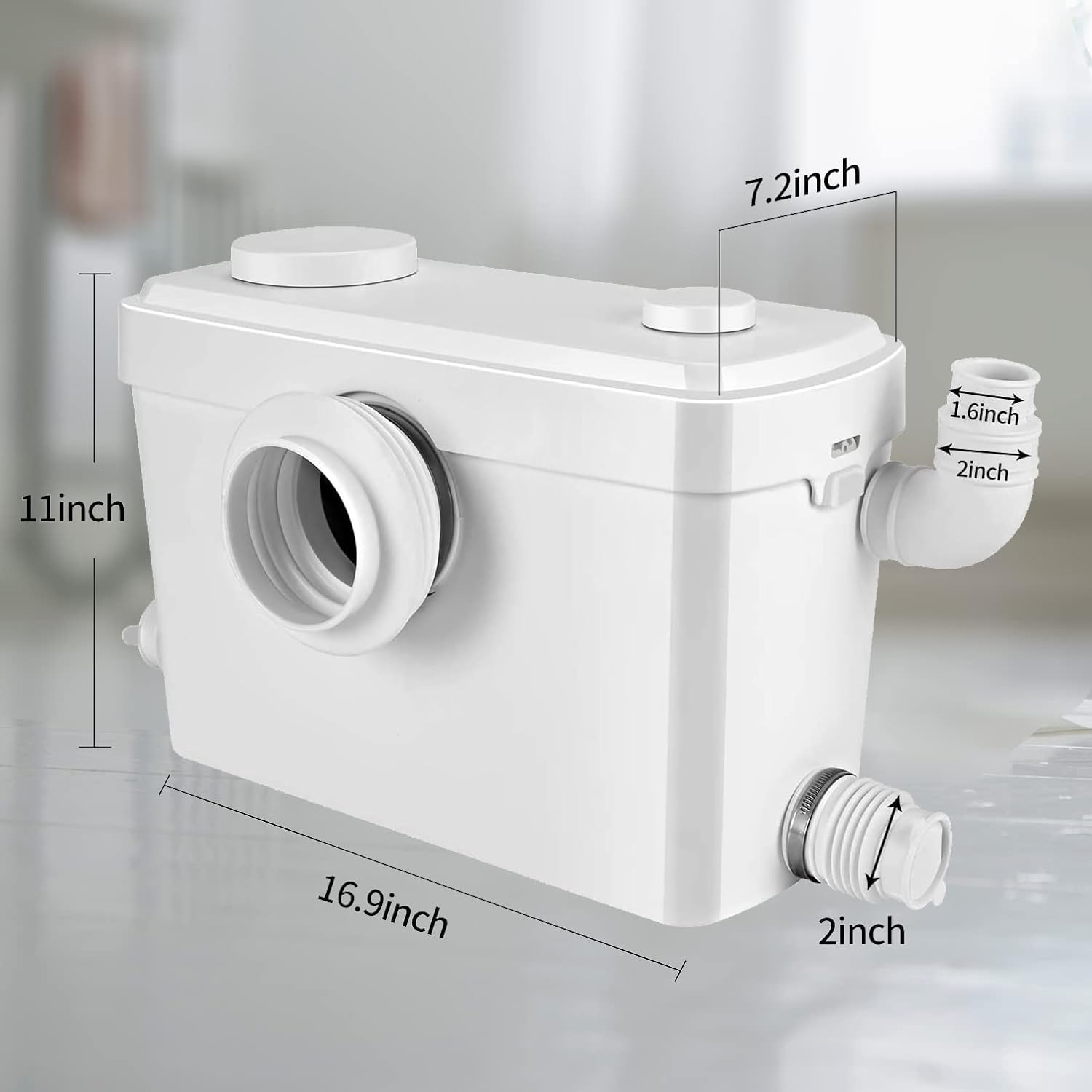 600W Macerator Sewage Pump for Marine Toilet & Bathroom, Polypropylene, 115V, 30ft Lift, 7.92 GPM, White