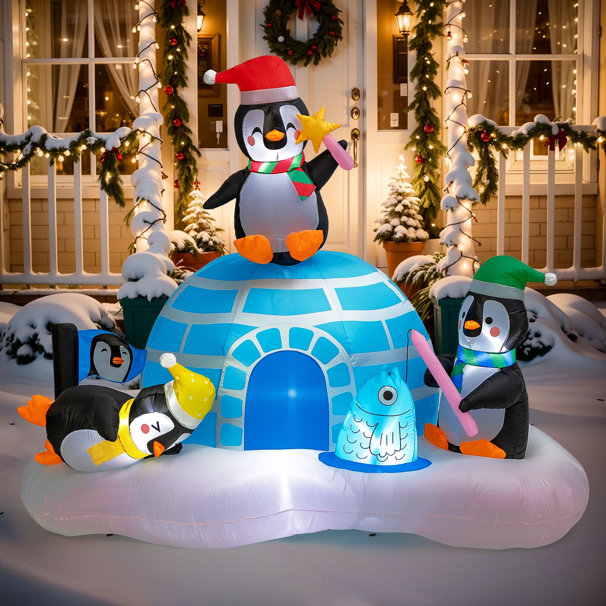 Presence 6FT Inflatable Penguin & Igloo Christmas Decoration with LED Lights, Outdoor/Indoor, Weather-Resistant
