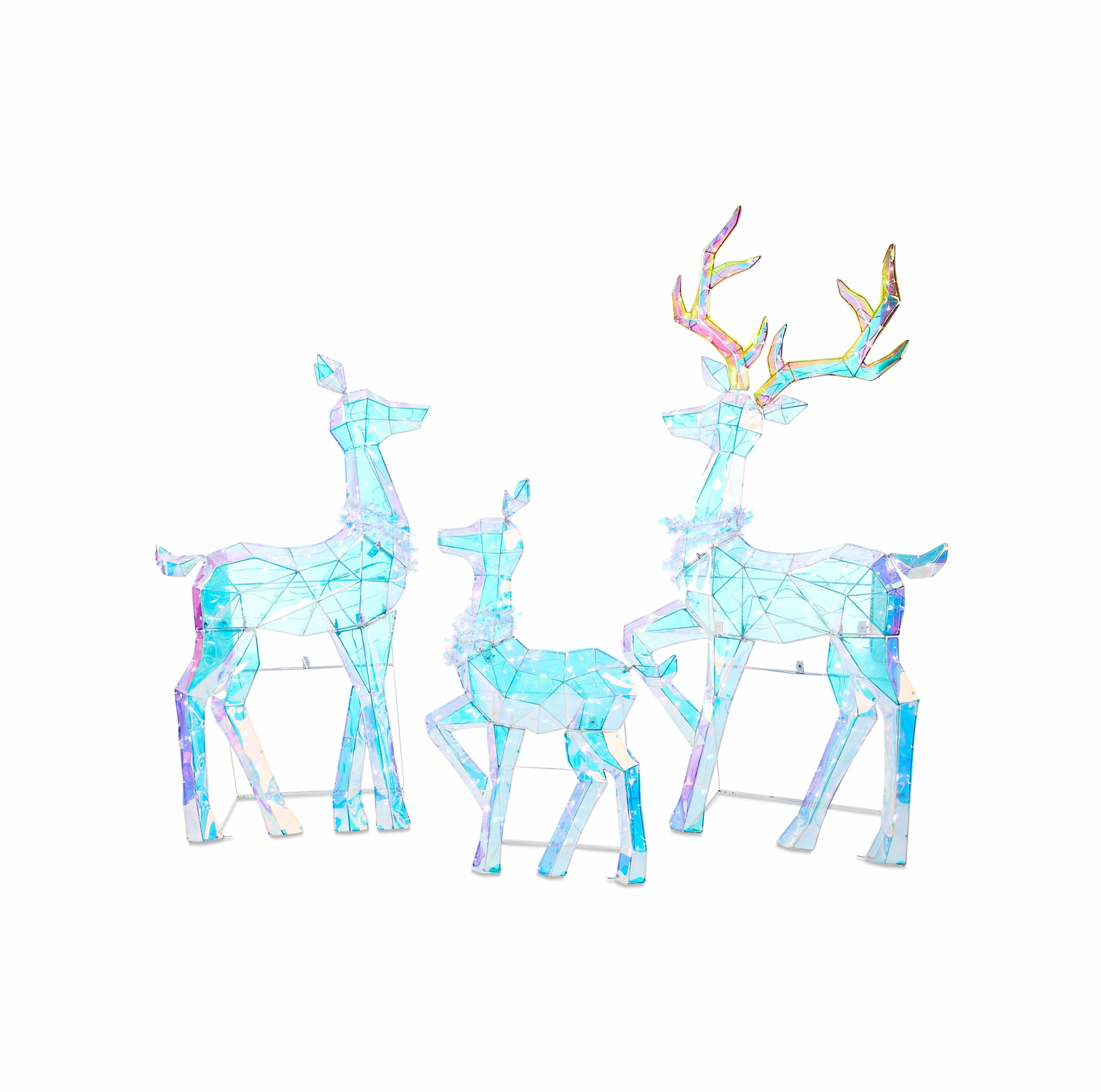 Holiday Time 3-Piece LED Prismatic Polygon Deer Family Set – Buck, Doe & Fawn for Indoor/Outdoor Decor