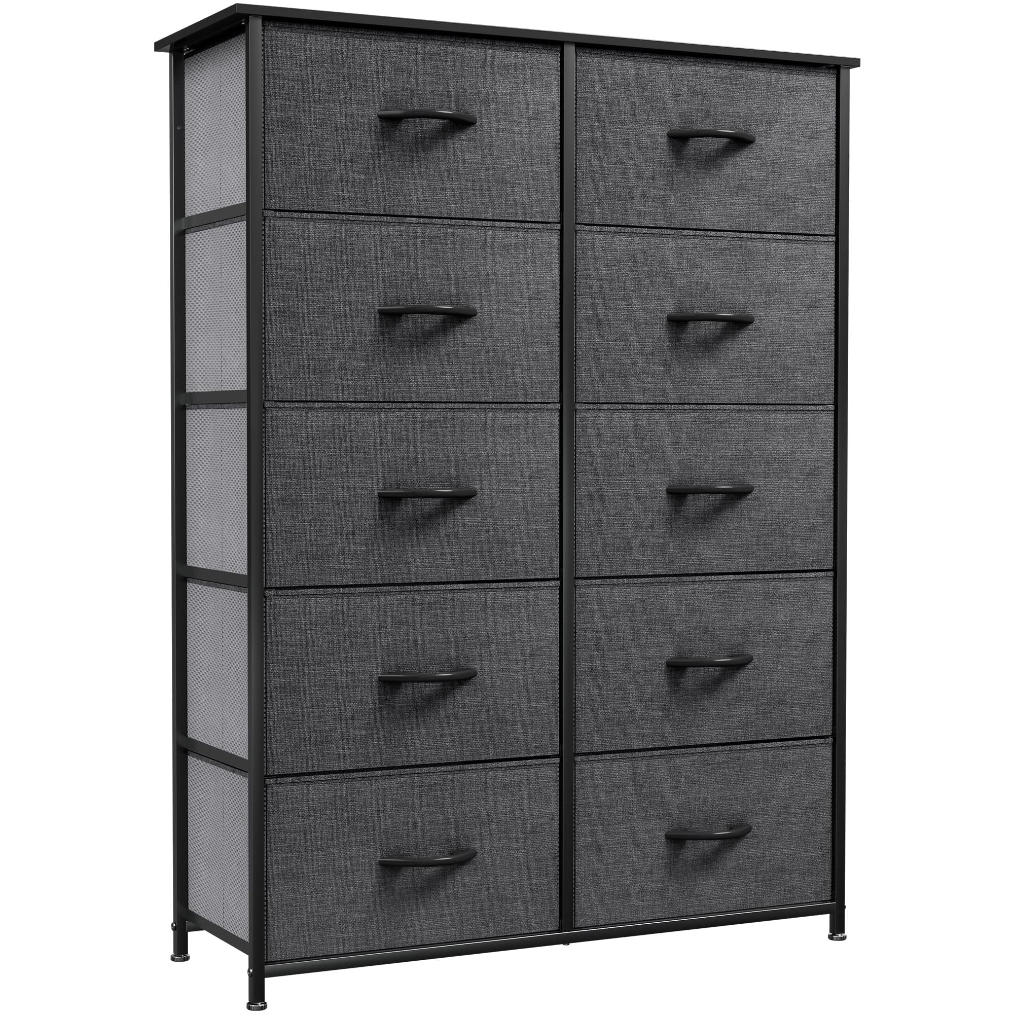 YITAHOME Charcoal Storage Dresser with 10 Drawers, Metal Frame & MDF Top, 33.9′′x11.8′′x47.2′′ for Bedroom & Living Room