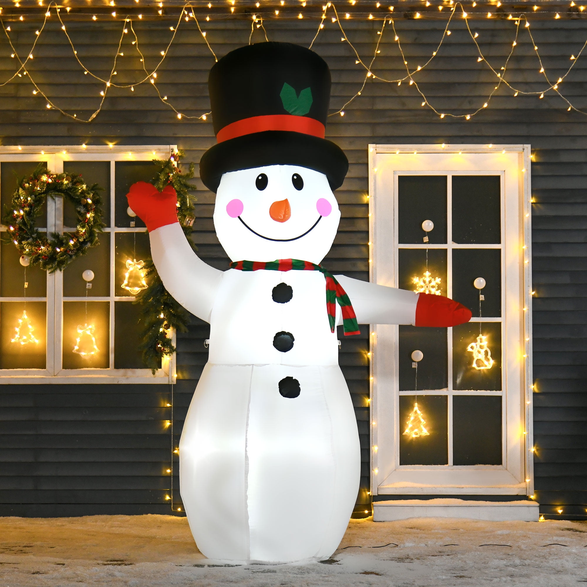 Homcom Inflatable Christmas Snowman with LED Lights for Indoor Outdoor Holiday Decor