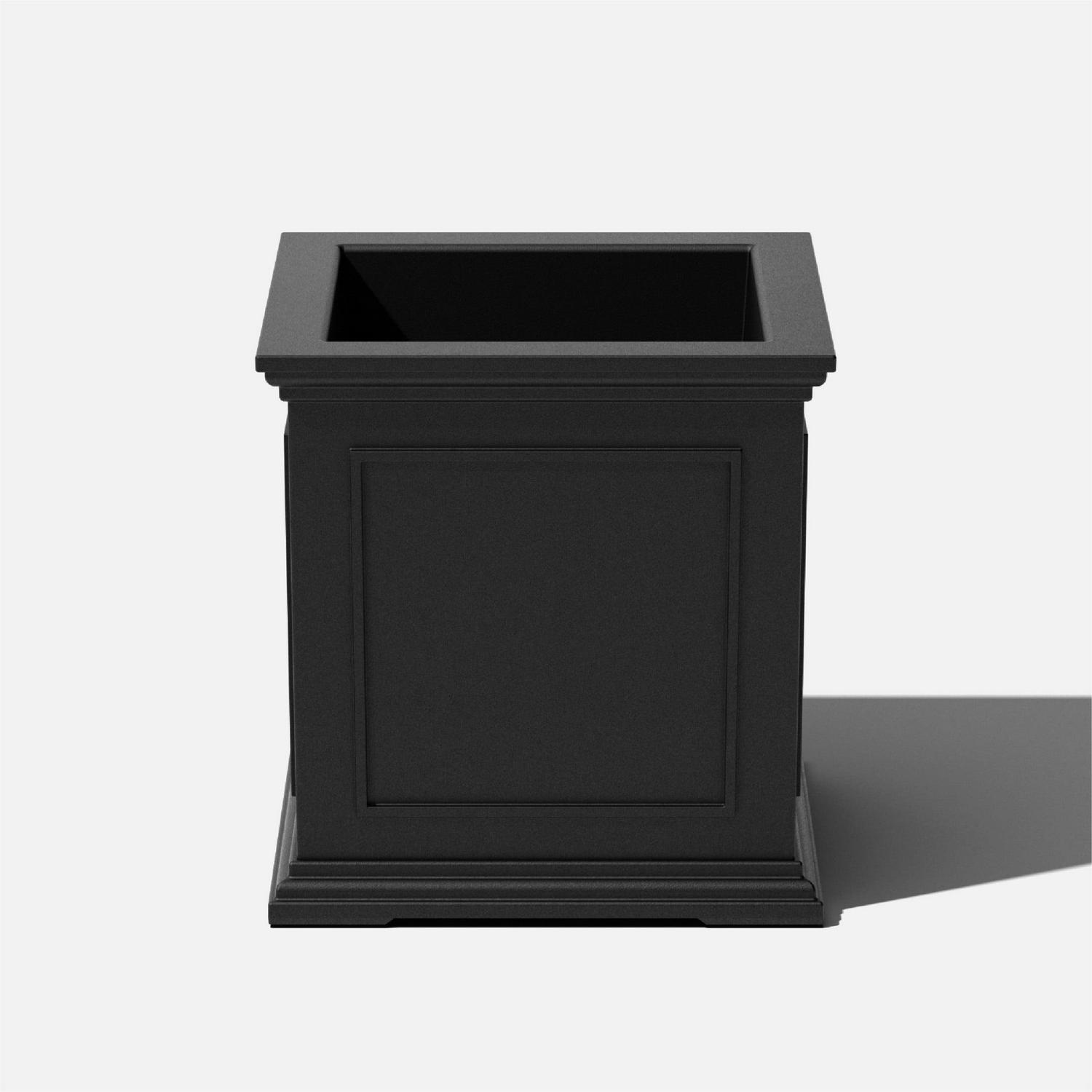Veradek Brixton Cube 20′′ Black Plastic Planter, Durable & Impact-Resistant Square Pot with Drainage