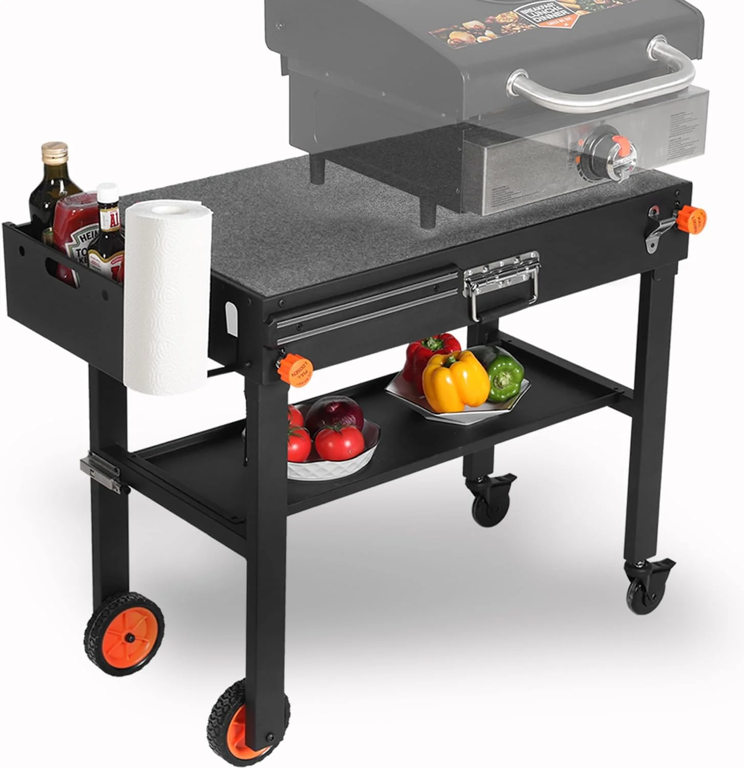 Griller Mate Portable Grill Table Stand – Heavy-Duty, Foldable Outdoor Dining Cart for Blackstone & Weber Grills