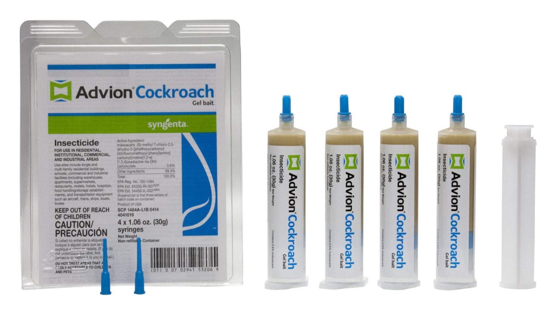 Syngenta Advion Cockroach Gel Bait – Non-Repellent, High-Consumption Formula, 4 x 30g Tubes for All Major Species