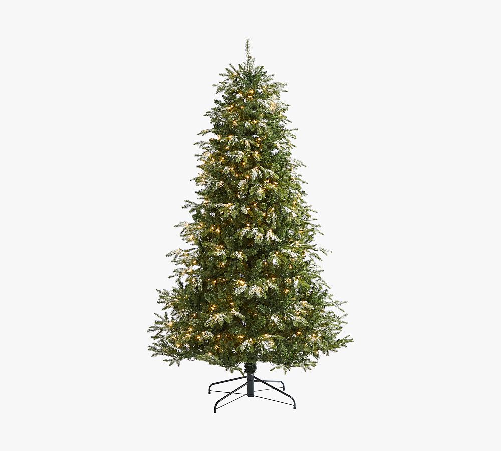 Grand Teton Flocked Faux Christmas Tree by Lit – 7ft, Pre-Lit with 500 LED Lights, Bendable Branches, Includes Stand