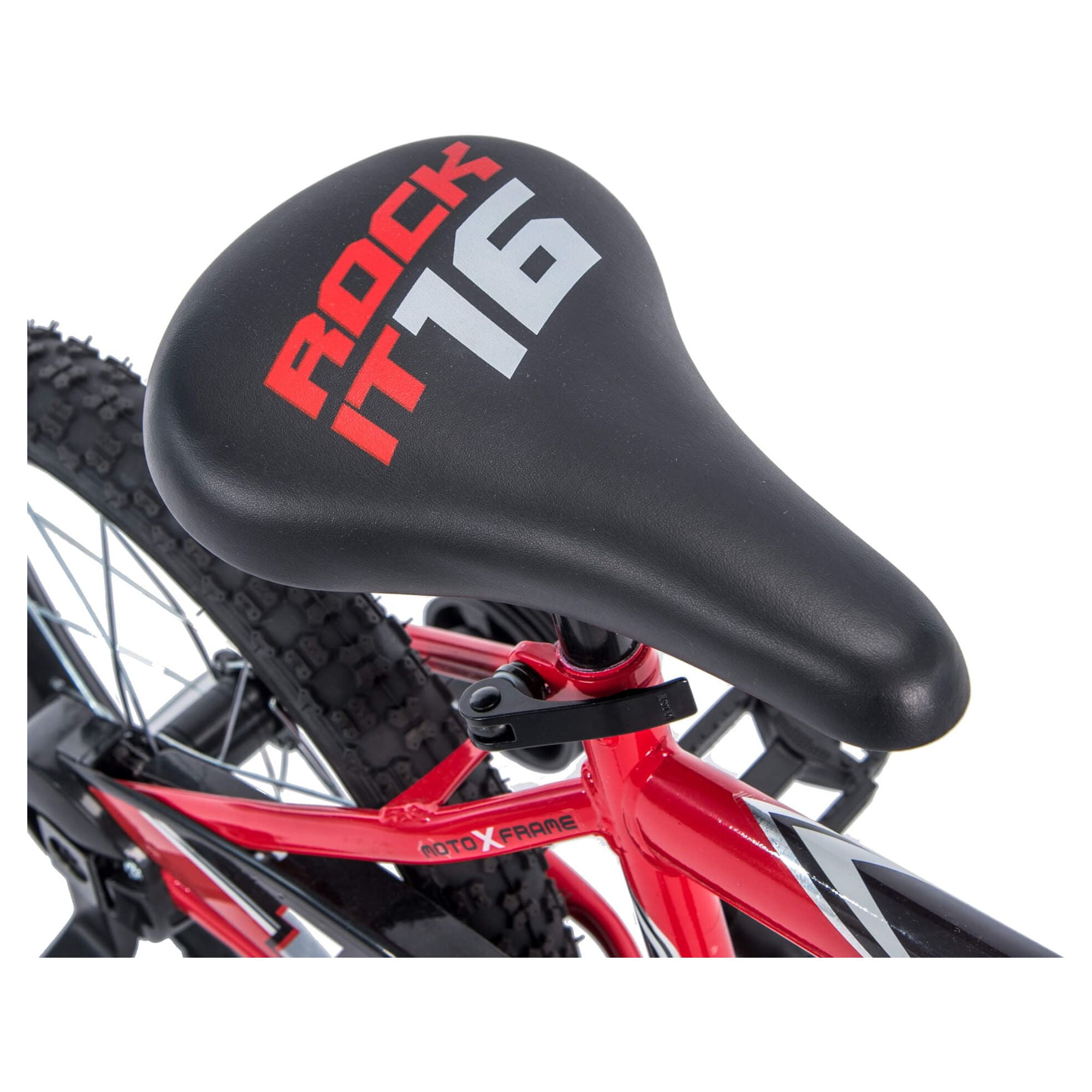 Huffy Rock It 16′′ Kids Bicycle, Red, Ages 4+, Training Wheels, Steel Frame