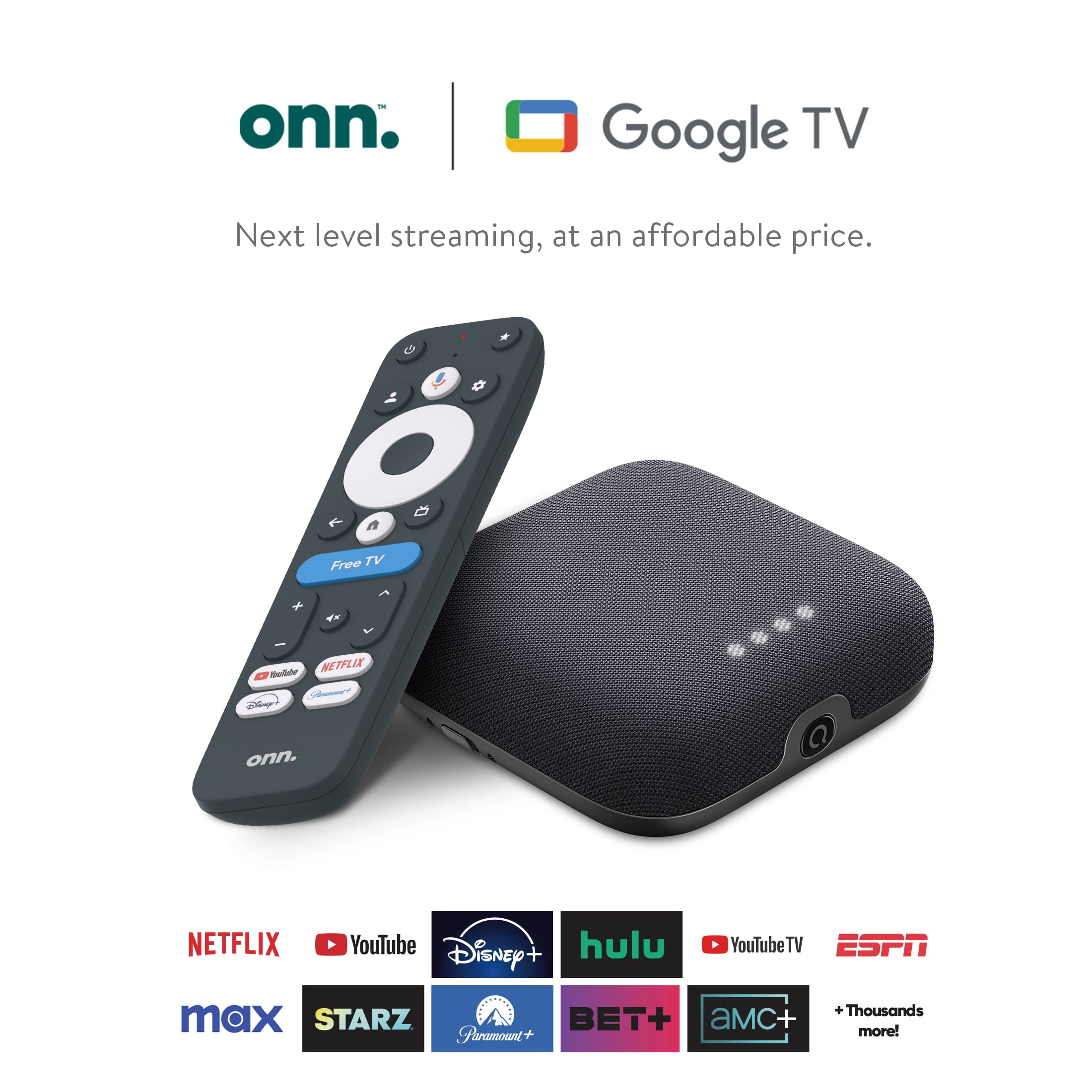 Onn. 4K Pro Streaming Device with Google TV, 4K UHD, Dolby Vision & Atmos, Hands-Free Voice Control, Wi-Fi 6, Smart Hub