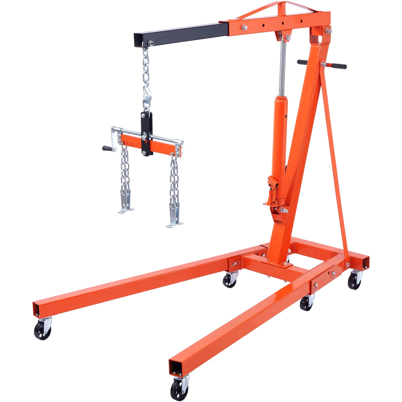 BENTISM 2T Folding Engine Hoist with Leveler, 4400 lbs Capacity, Heavy-Duty Hydraulic Cherry Picker Crane