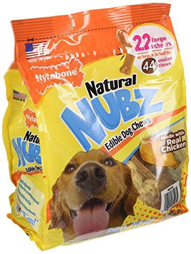 Nylabone Natural Nubz Edible Dog Chews, 22ct, 2-Pack, 5.2lb Total, Dental Health