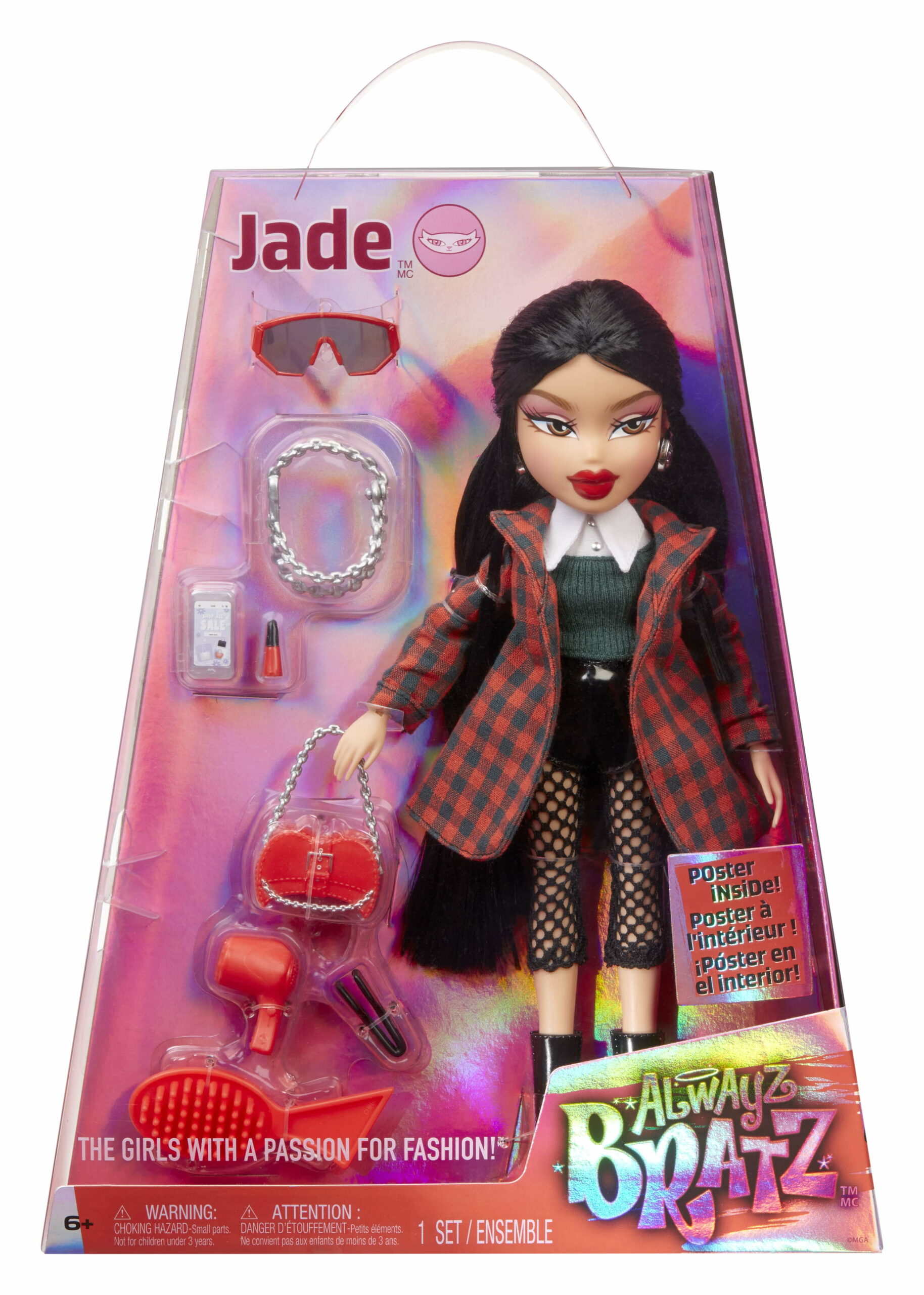 Bratz Alwayz Jade Fashion Doll with 10 Accessories & Poster, Multicolor