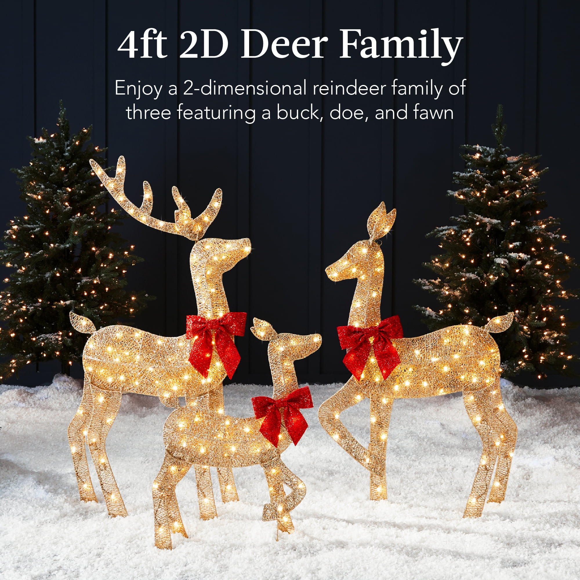 Best Choice Products 4ft Lighted Christmas Deer Set, 175 LED, Weather-Resistant Outdoor Decor