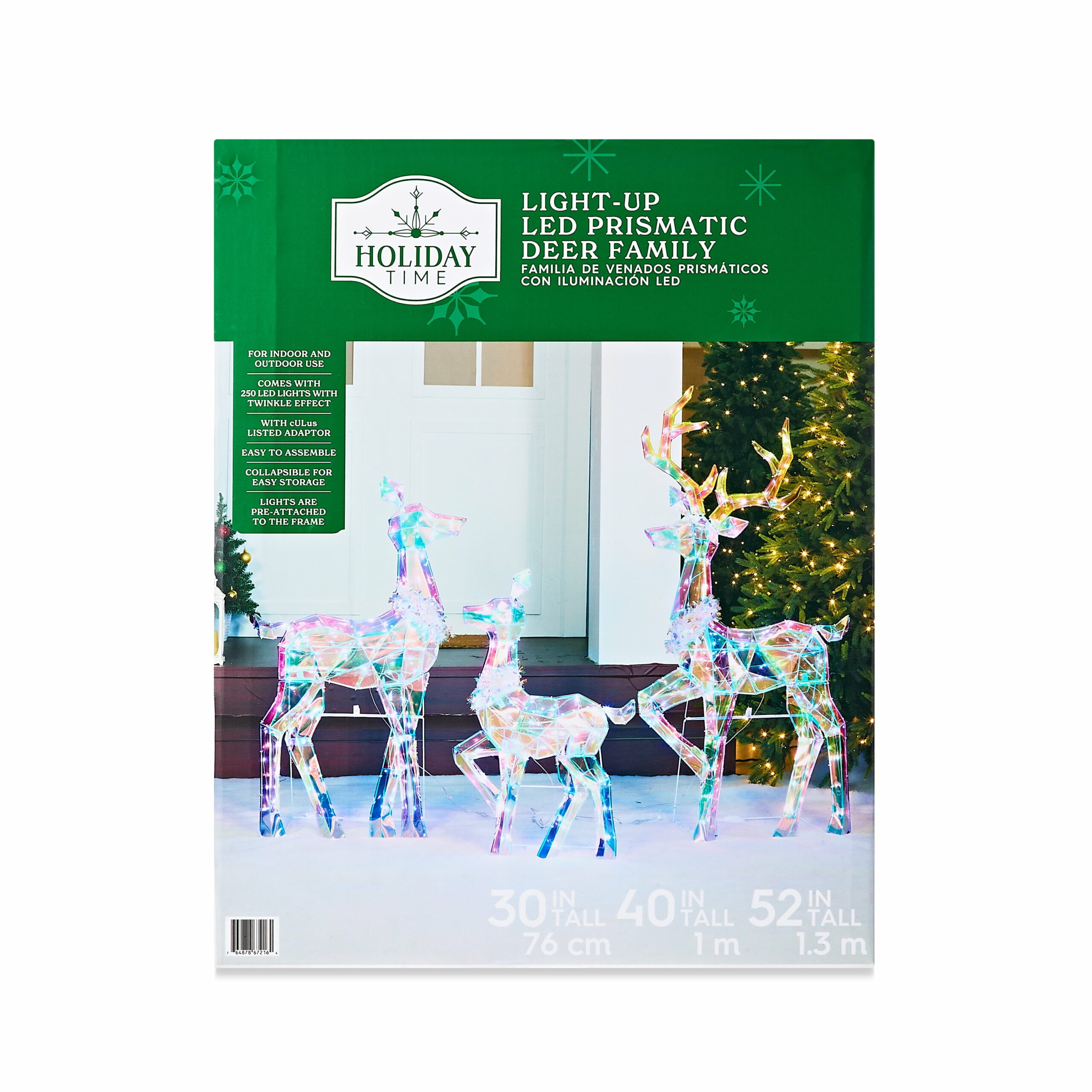 Holiday Time 3-Piece LED Prismatic Polygon Deer Family Set – Buck, Doe & Fawn for Indoor/Outdoor Decor