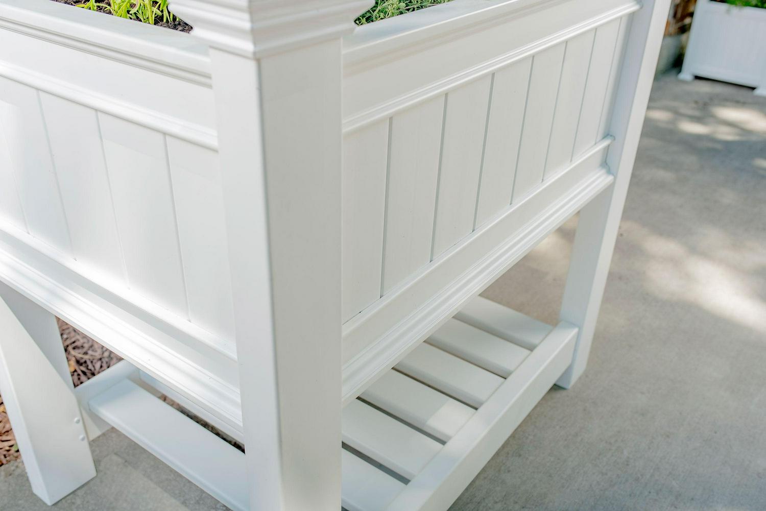 Vita Classic Vinyl Cambridge Raised Planter, White, 38′′x24′′x36′′, Durable BPA-Free, Includes Floor Boards, 20-Year Warranty