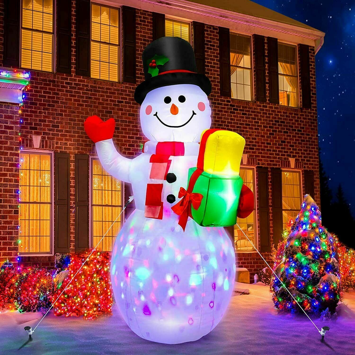 Outdoor Inflatable Snowman 5ft with Rotating LED Lights – Weatherproof Christmas Yard Decoration