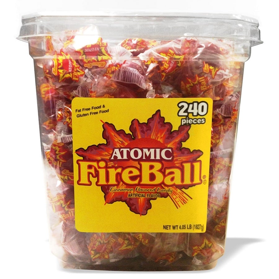 Ferrara Atomic Fireball Cinnamon Candy, 240 Count, 64.8 oz Tub, Gluten-Free