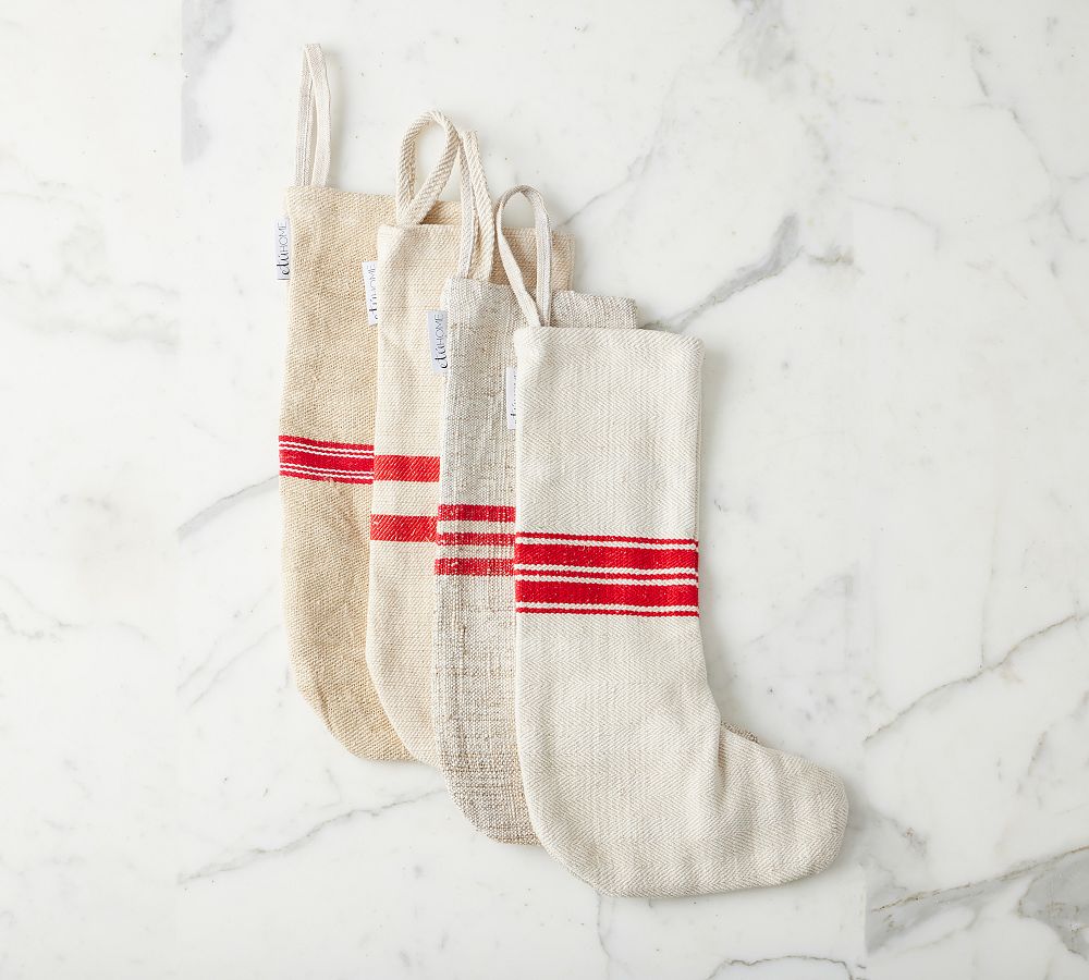 Vintage Grain Sack Holiday Stocking