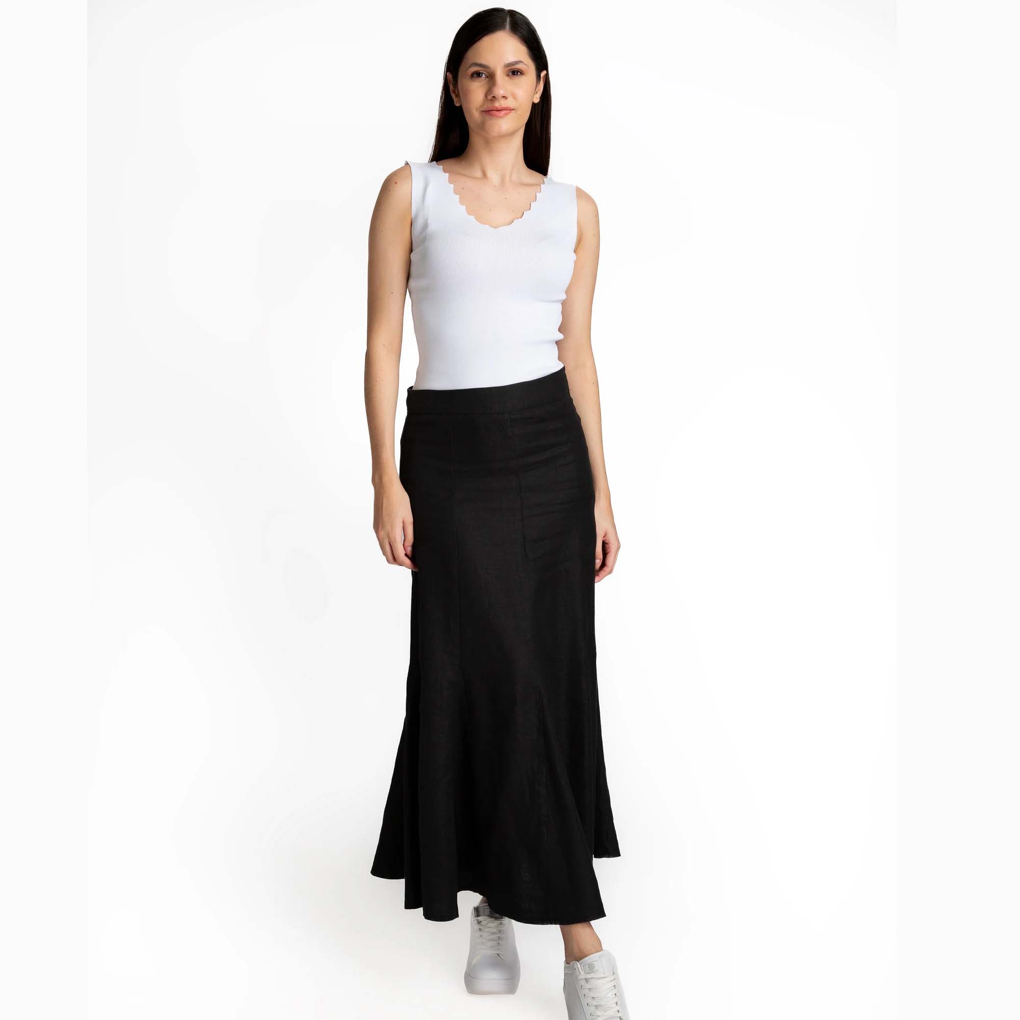 Maxi Black Linen Skirt WD2