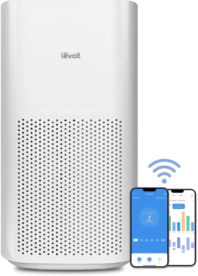 Air Purifiers for Home Large Room Up to 1980 Ft² in 1 Hr With Air Quality Monitor, Smart WiFi and Auto Mode, White