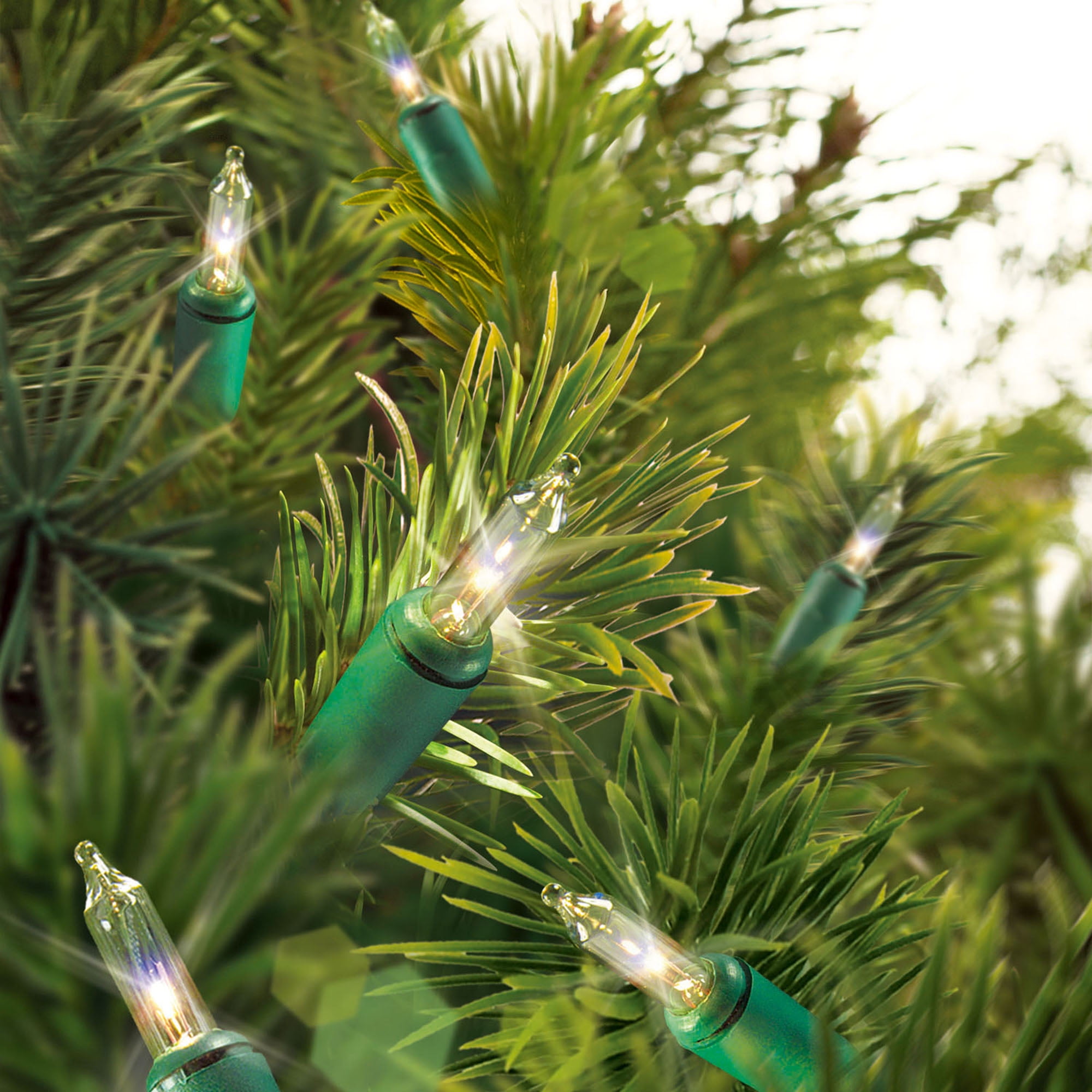 Holiday Time 300-Count Clear Incandescent Mini Christmas Lights, 62.5′ Green Wire, Indoor/Outdoor