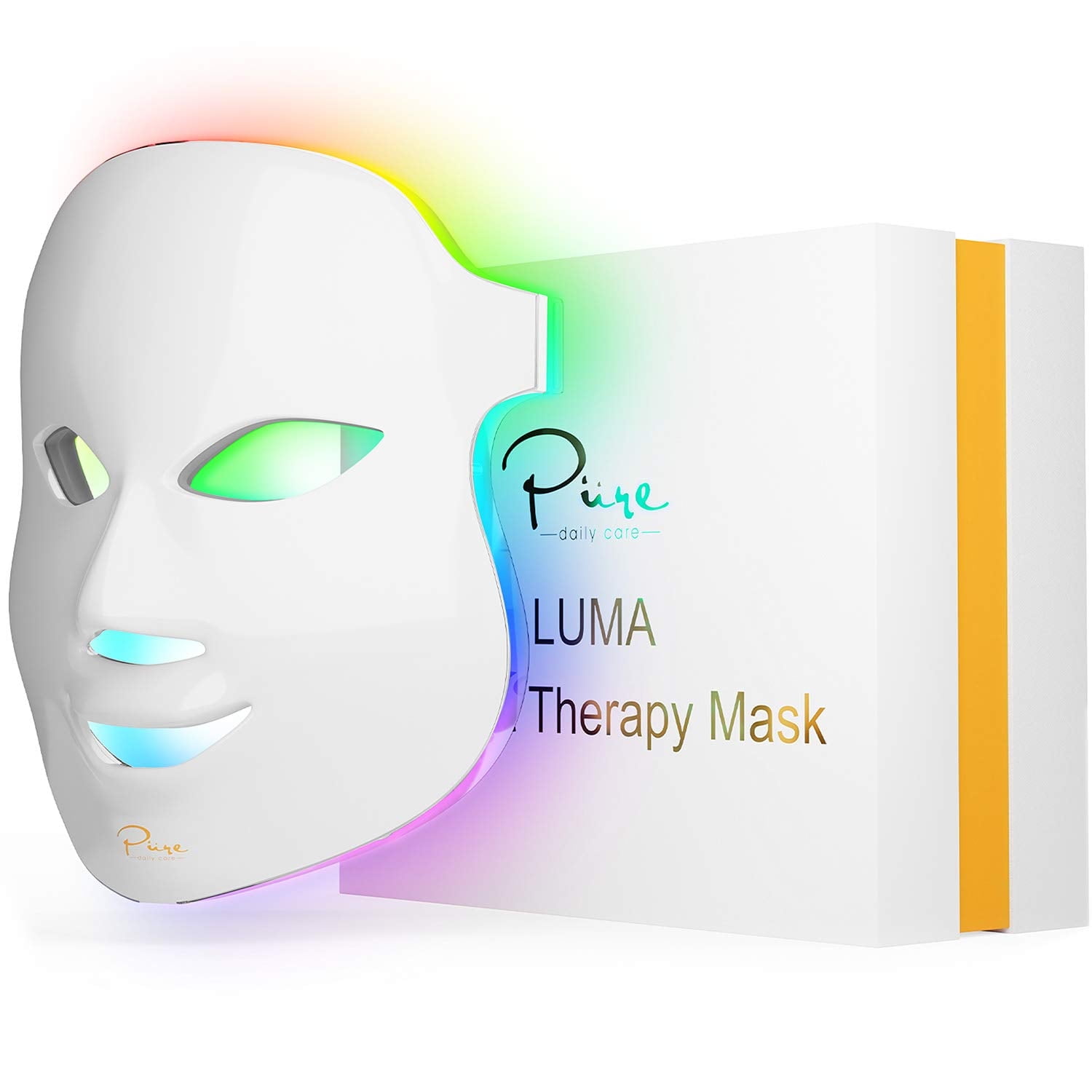 Pure Daily Care LED Light Therapy Mask – 7 Color Anti-Aging Treatment, Remote Control, All Skin Types, Home Use