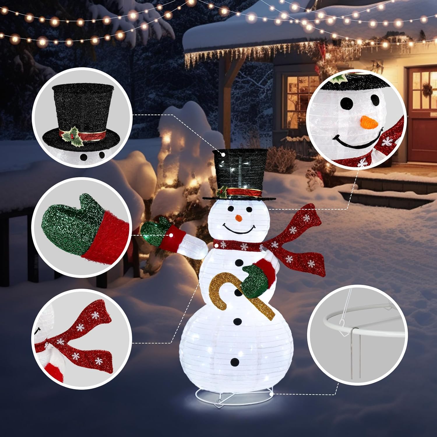 Outvita 4ft Motorized Snowman with 120 LED Lights, Foldable Christmas Decoration for Indoor/Outdoor Use