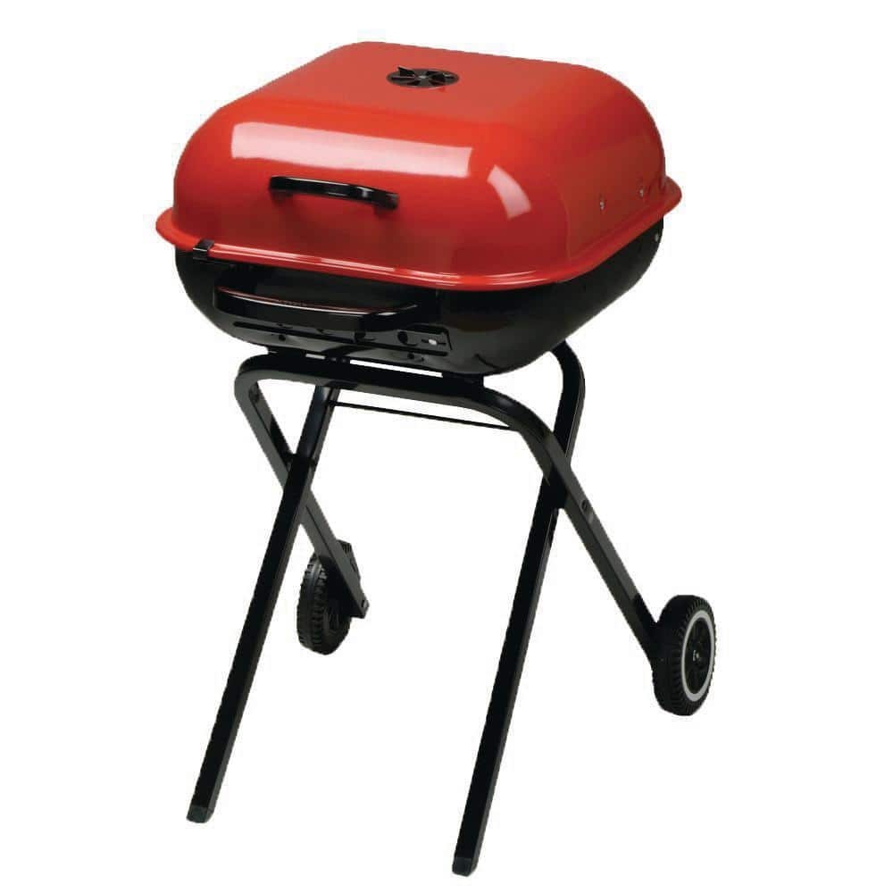 Americana Portable Red Charcoal Grill – Locking Design, Folding Legs, Easy Transport