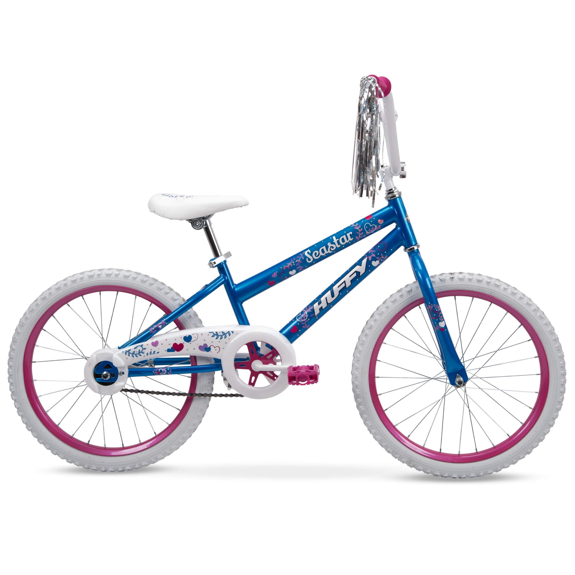 Huffy Sea Star Kids Bike, 20′′ Wheels, Ages 5-12, Blue/Pink, Steel Frame, Coaster Brake, Streamers