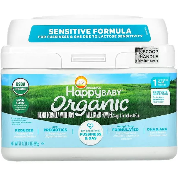 Happybaby Organics Infant Formula with Iron, Milk Based Powder, Organic, Stage 1 - 21 oz