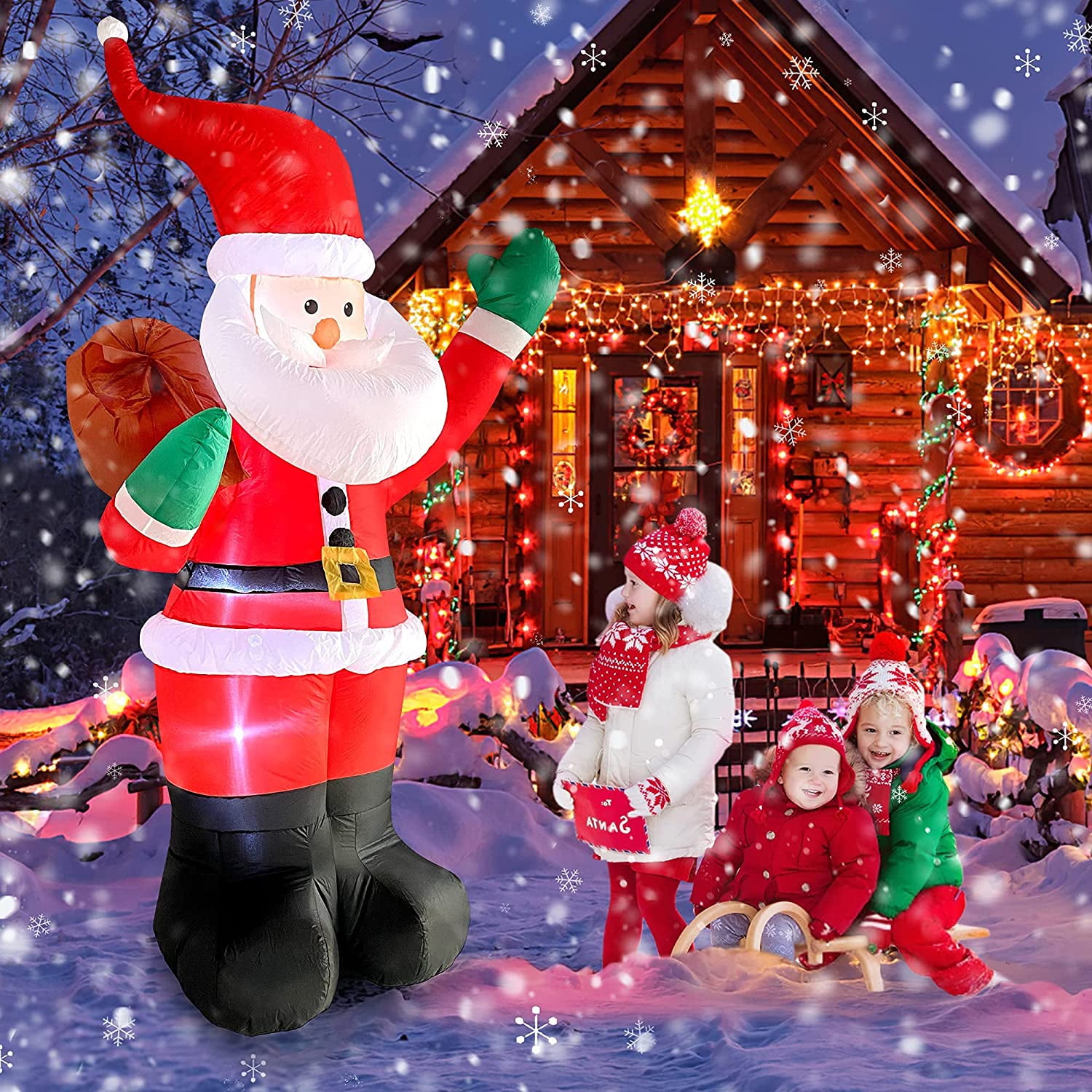 Giant 6 FT LED Lighted Santa Claus Inflatable with Gift Bag – Durable Outdoor Christmas Yard Decoration by [Brand Name]