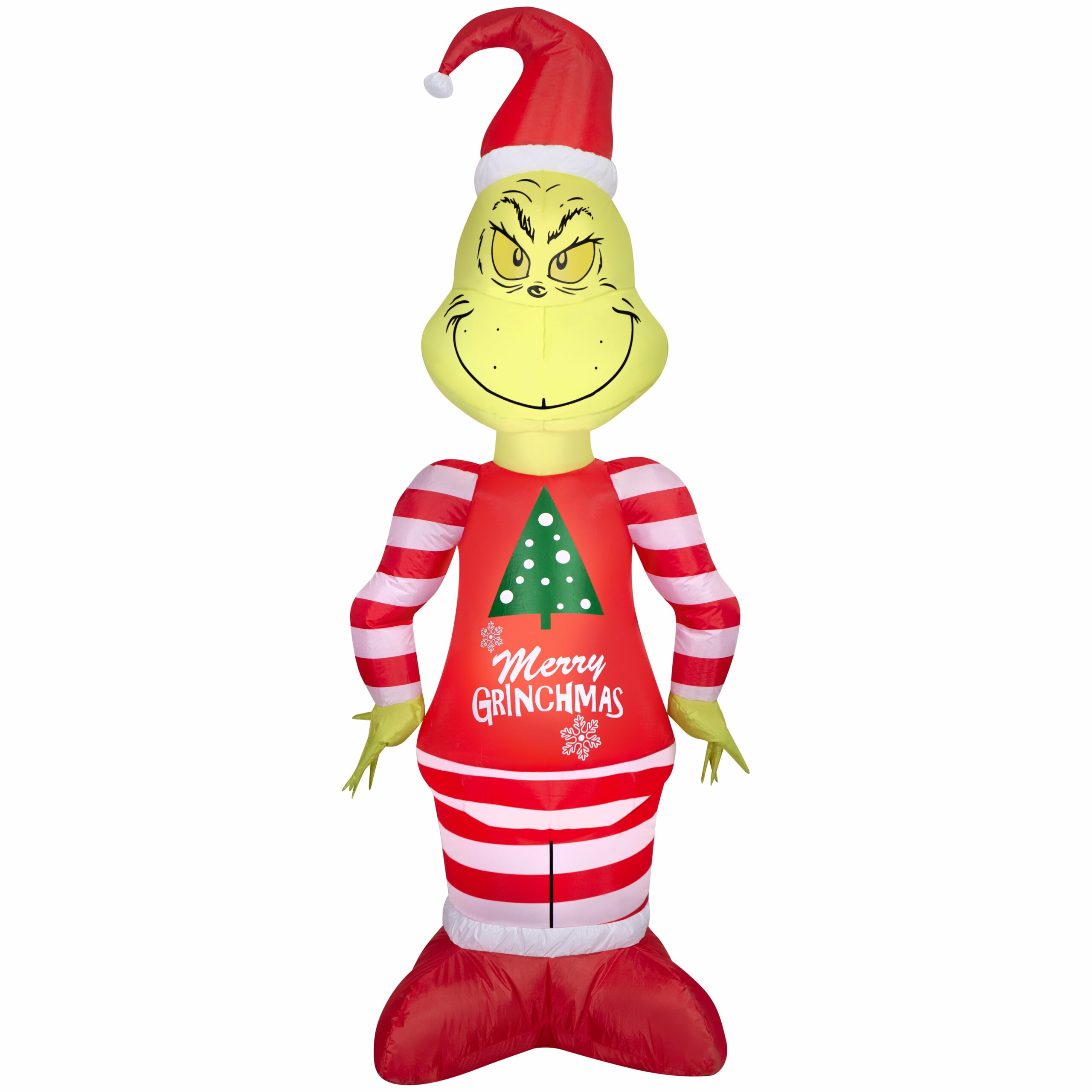 Dr. Seuss 5.5 ft Grinch in Pajamas Airblown Inflatable with LED Lights for Yard Decoration