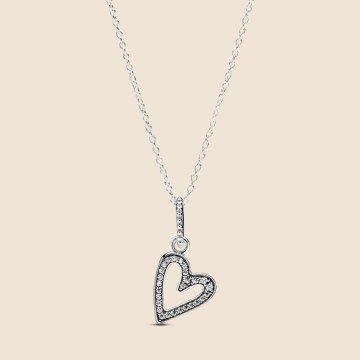 Pandora Moments Freehand Heart Necklace - Sterling Silver with 27 CZ Stones - charm outlets