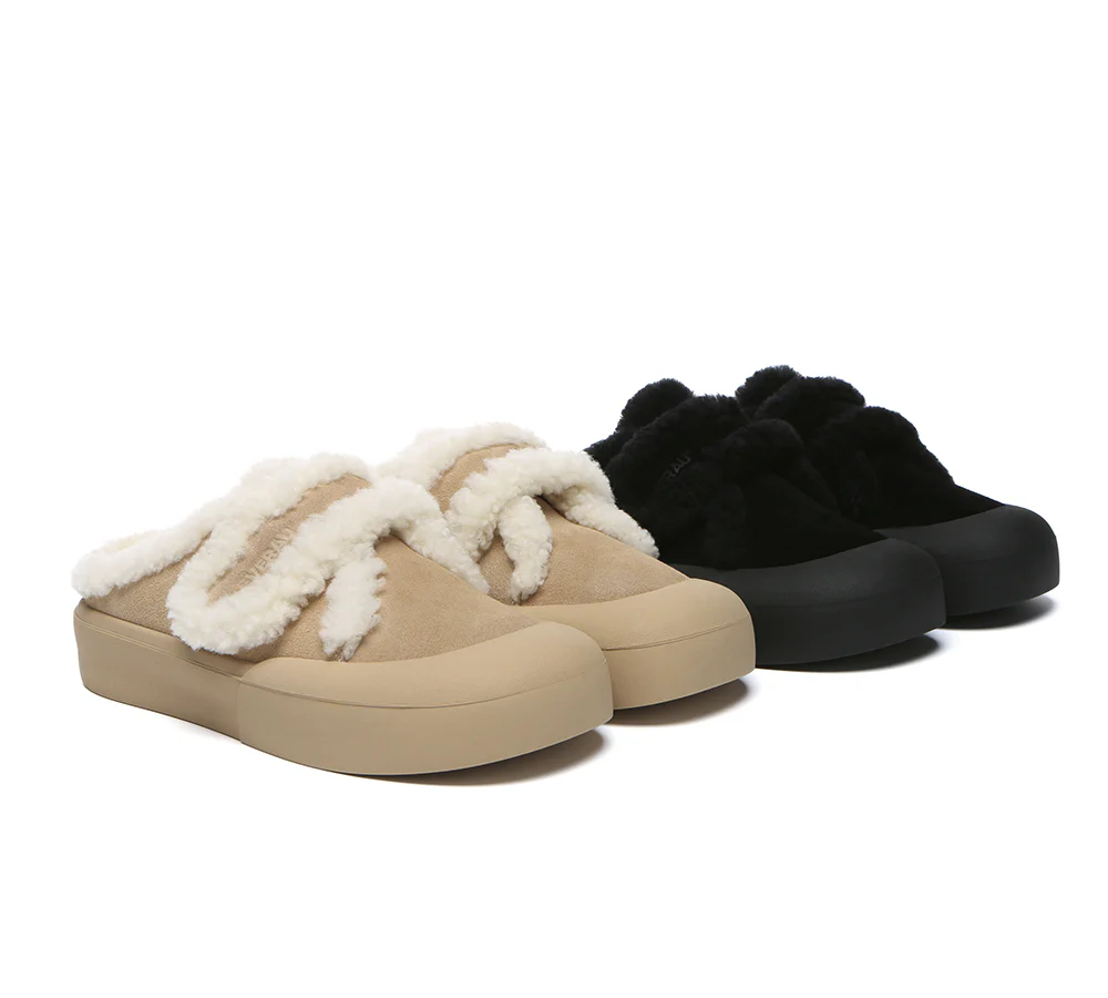 everau ugg slippers women sheepskin wool adjustable strap shearling lined stacia
