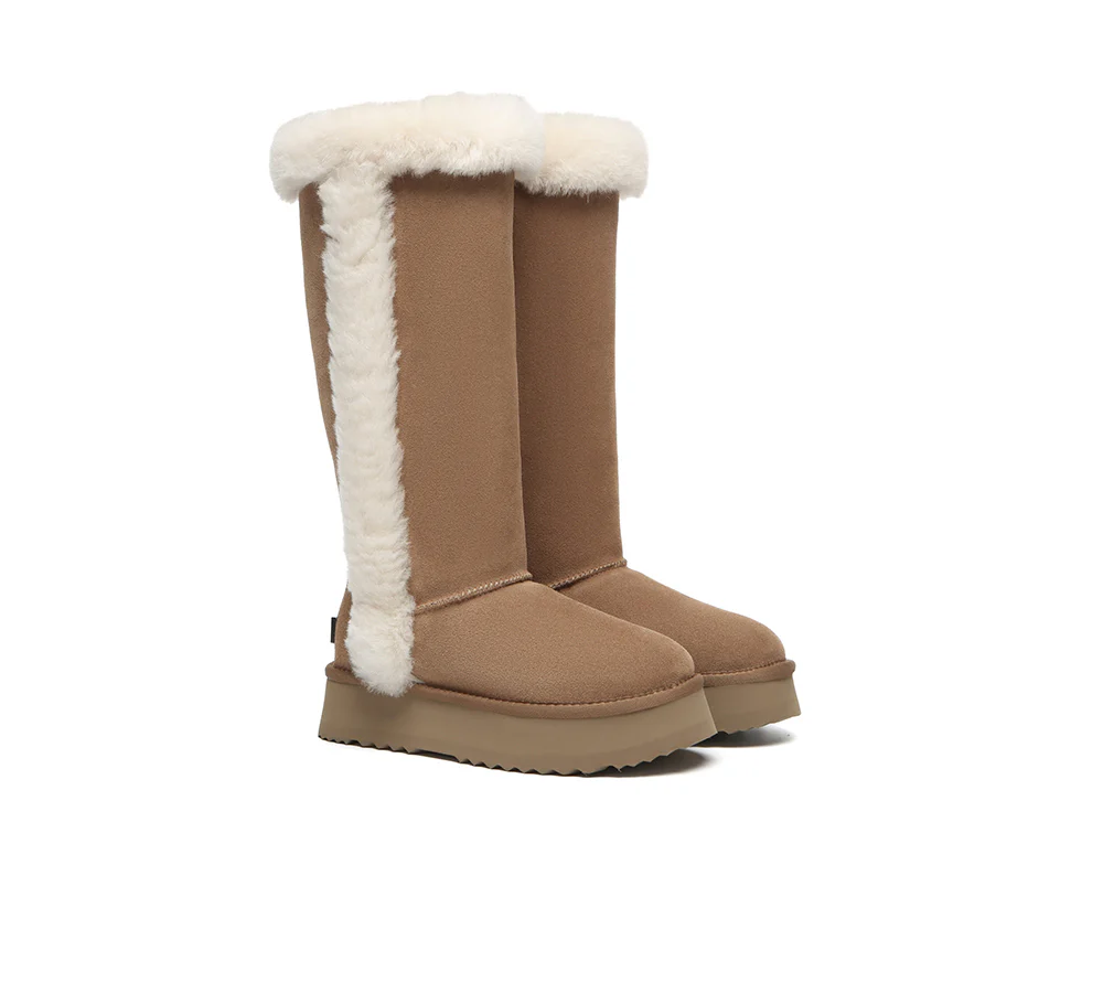 ugg everau ugg boots women sheepskin wool shearling lined tall platform kazzi