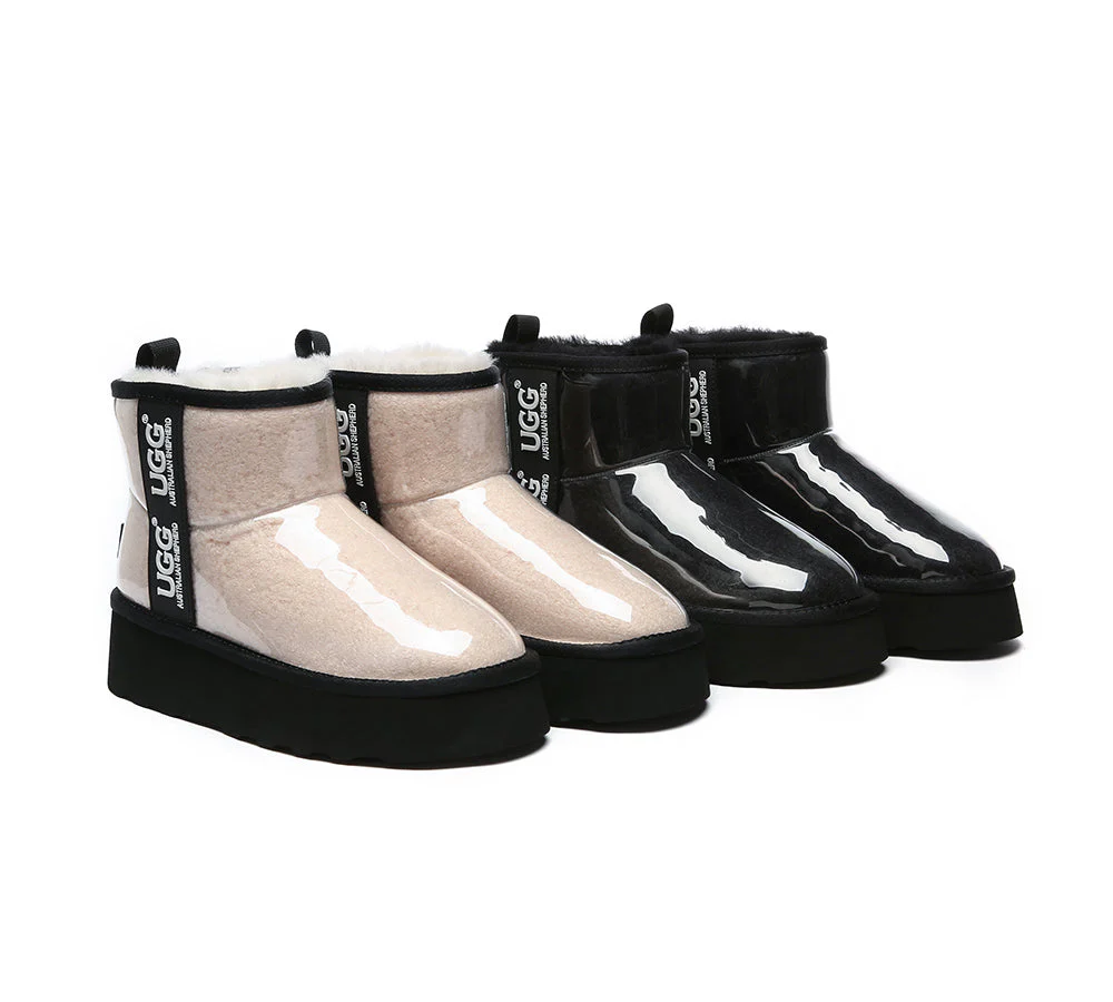 australian shepherd ugg boots women clear waterproof shearling coated classic platform